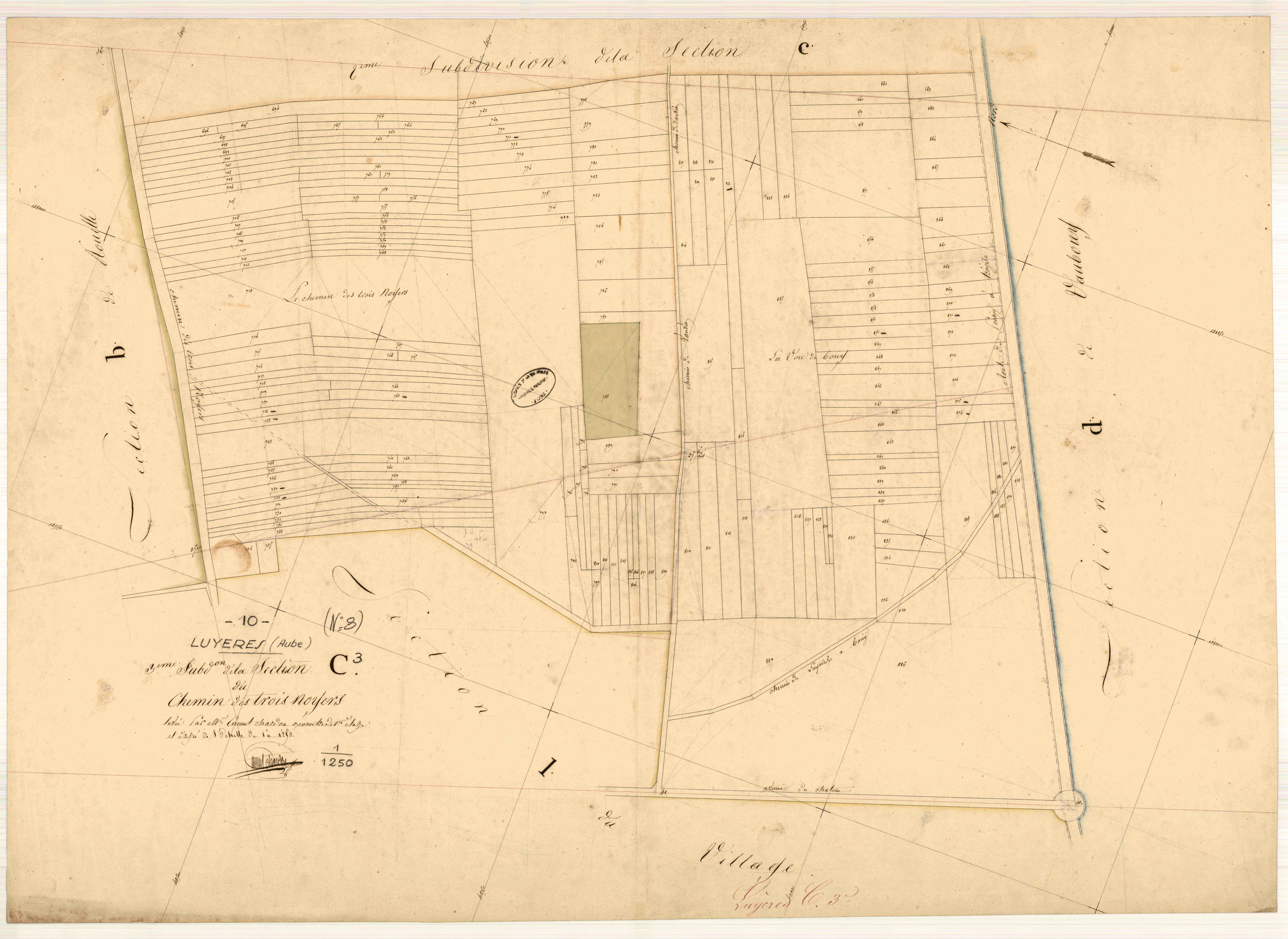 Luyères, section C dite du chemin des trois noyers, feuille n° 3
