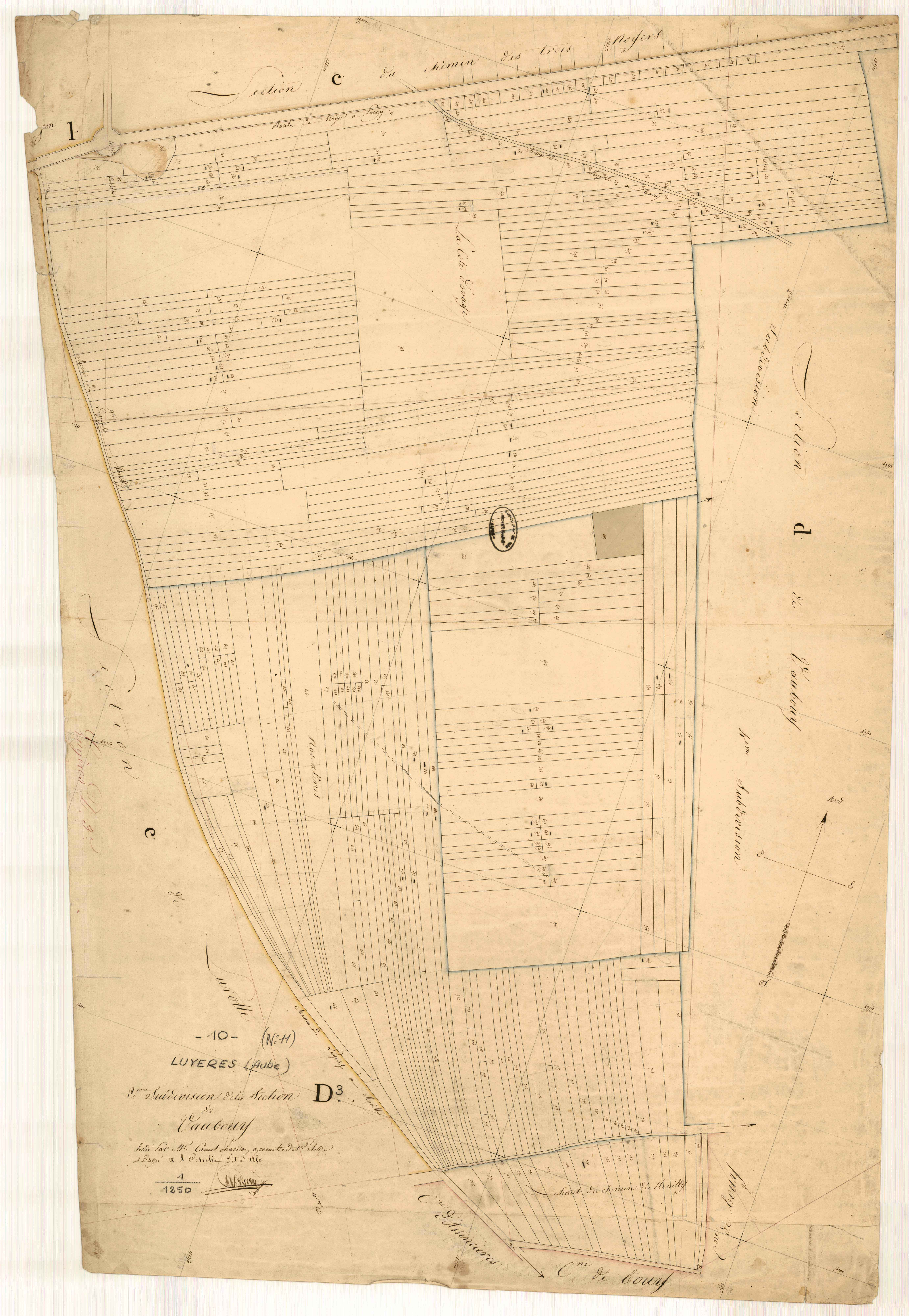 Luyères, section D dite de Vaubouy, feuille n° 3