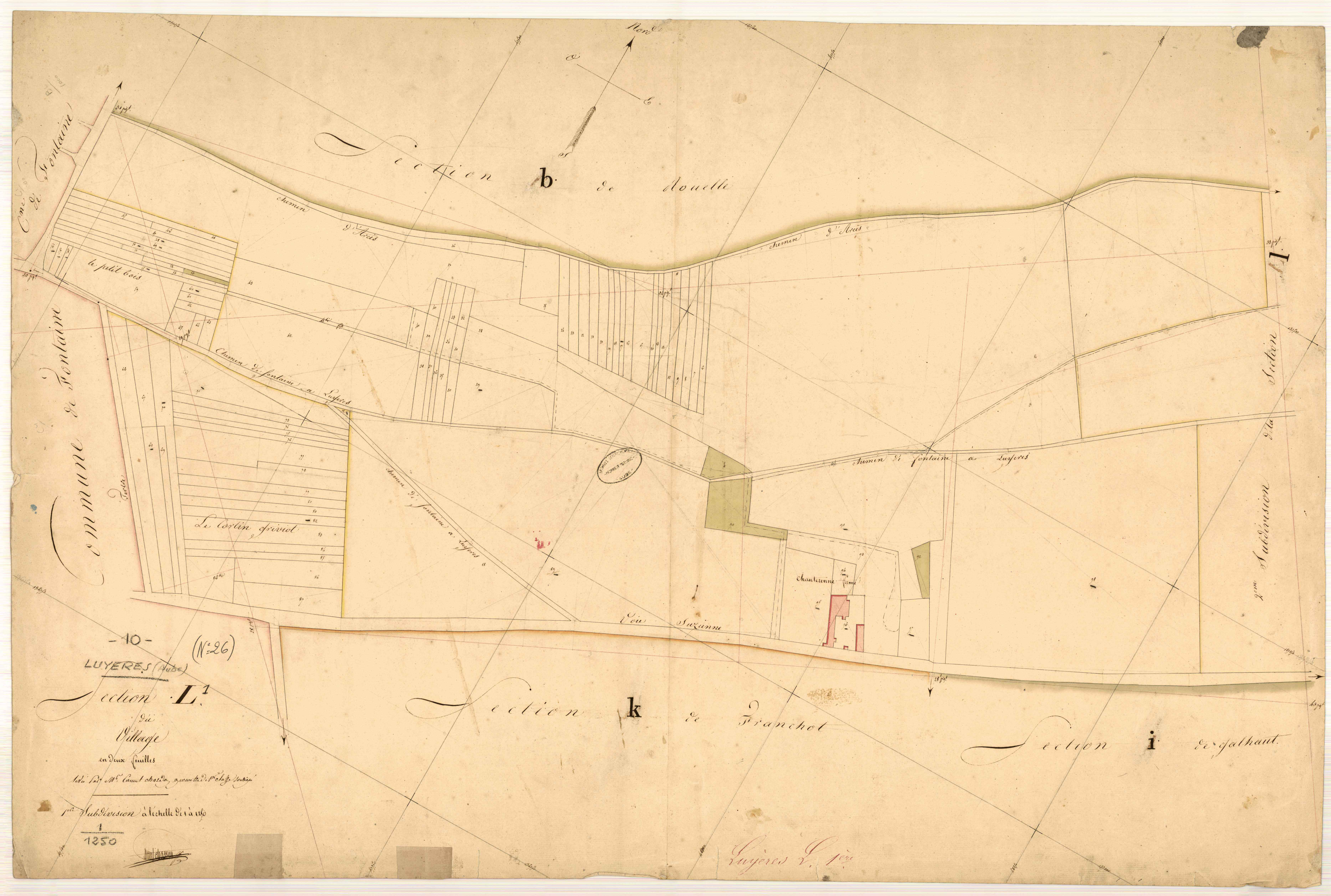 Luyères, section L dite du village, feuille n° 1