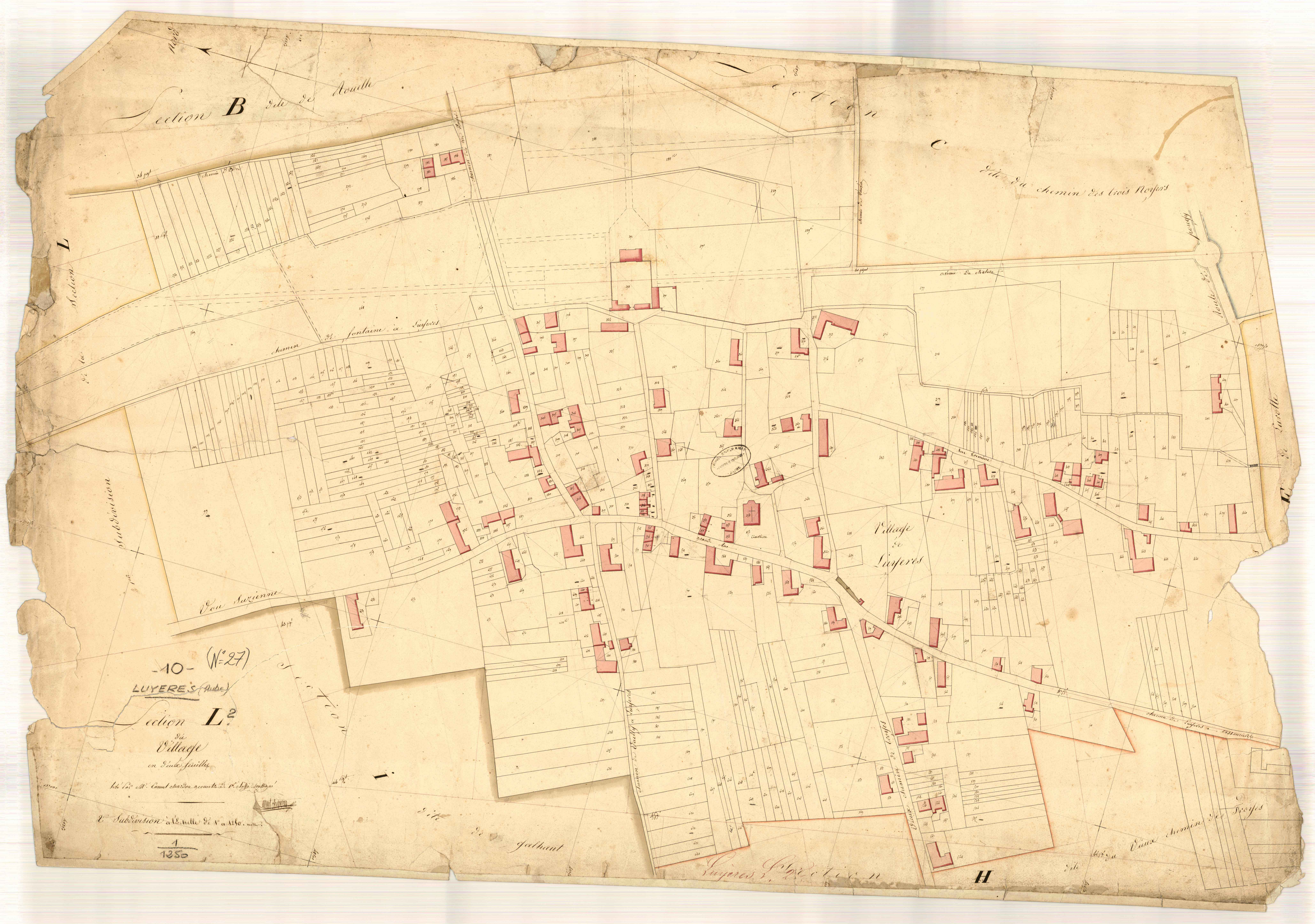 Luyères, section L dite du village, feuille n° 2