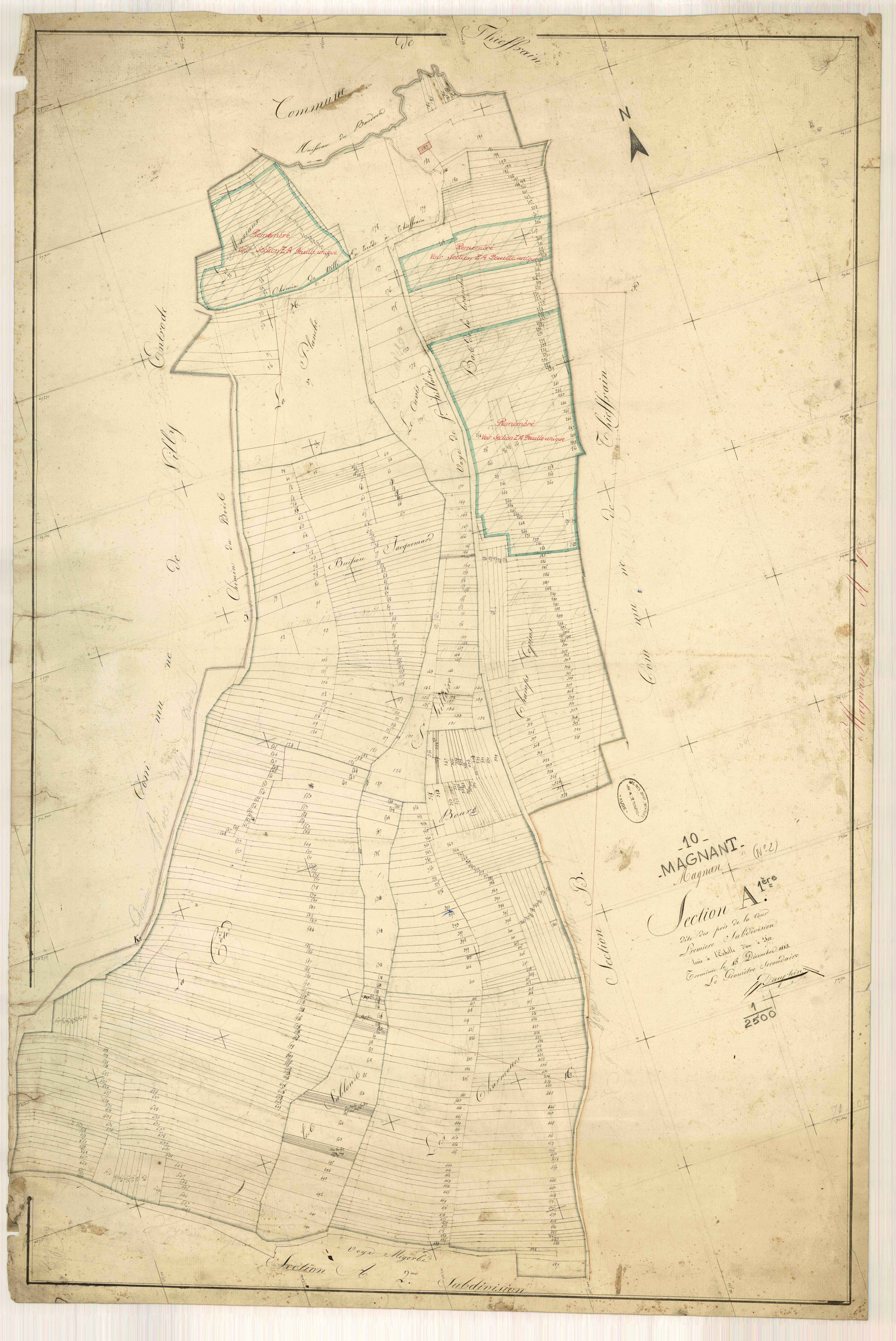 Magnant, section A dite des prés de la cour, feuille n° 1