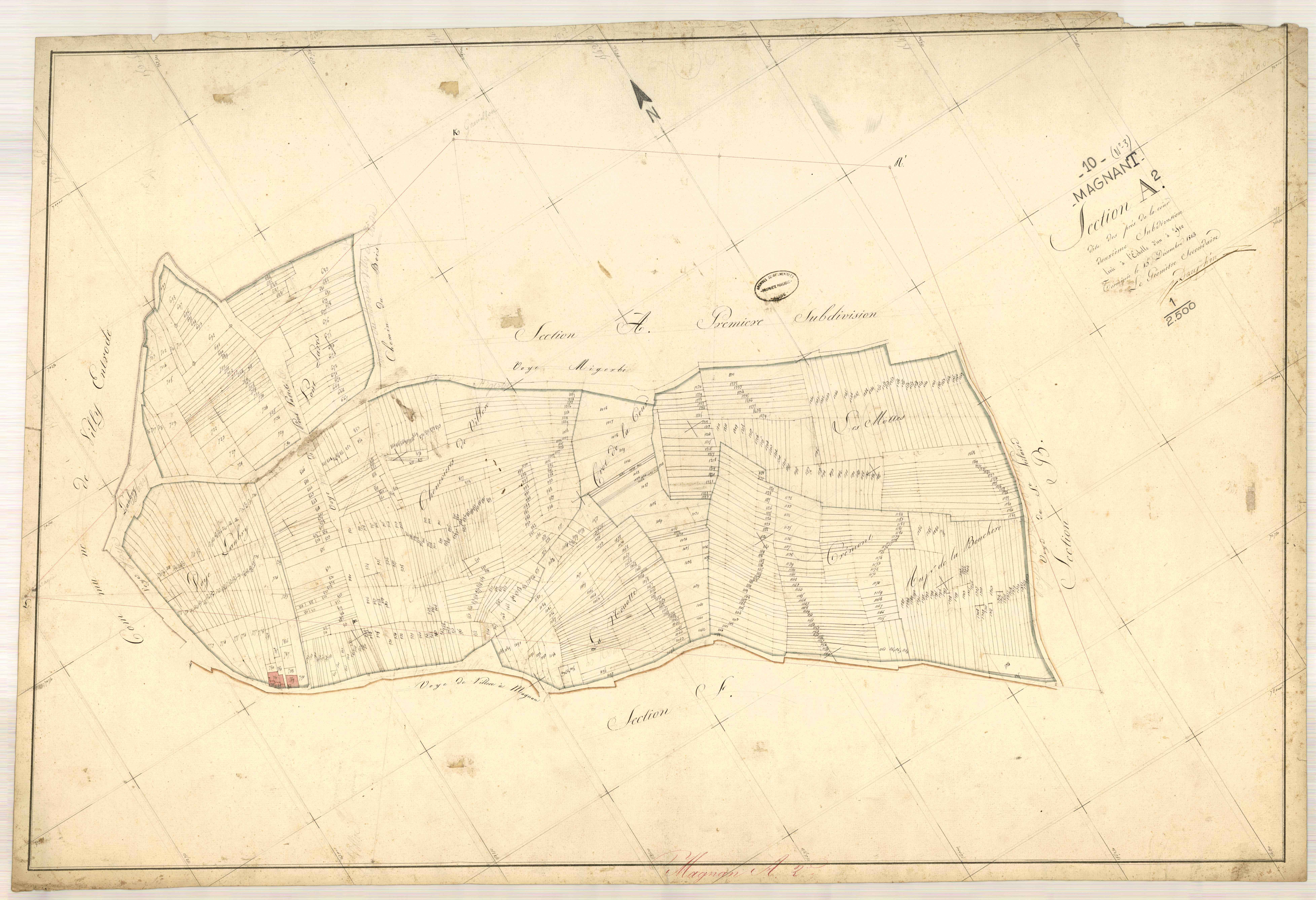 Magnant, section A dite des prés de la cour, feuille n° 2