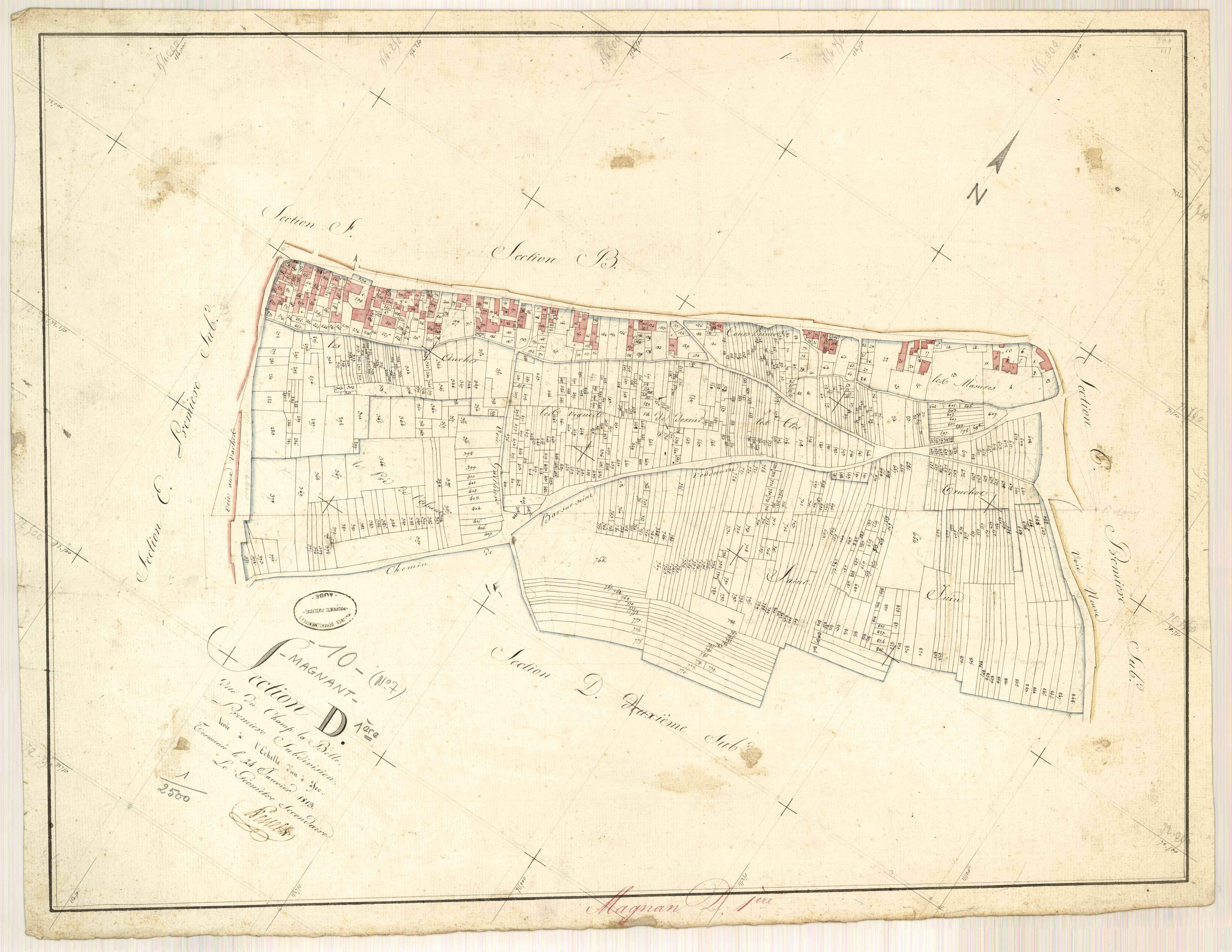 Magnant, section D dite du champ de la belle, feuille n° 1