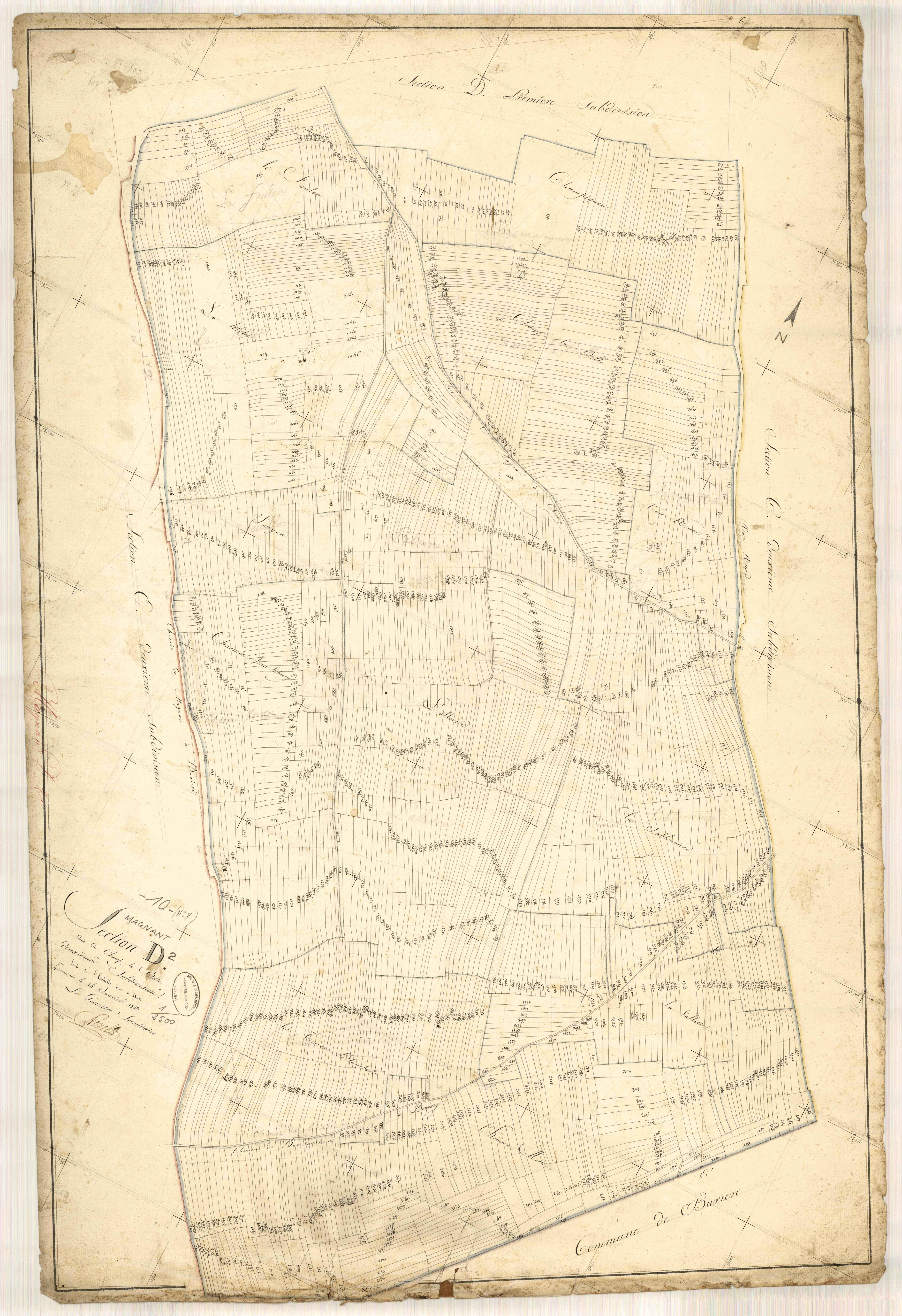 Magnant, section D dite du champ de la belle, feuille n° 2