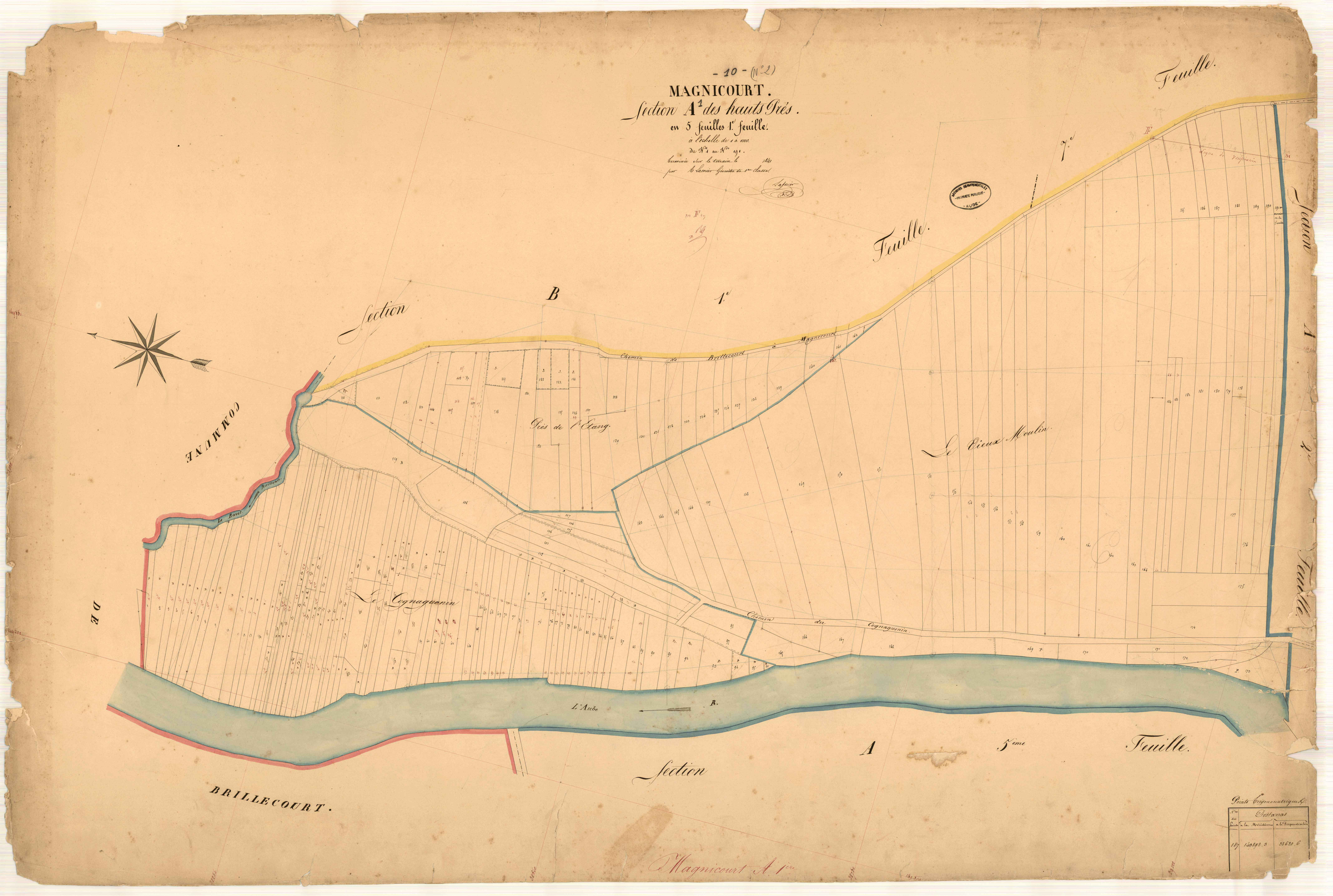 Magnicourt, section A dite des hauts prés, feuille n° 1, parcelles n°1-191