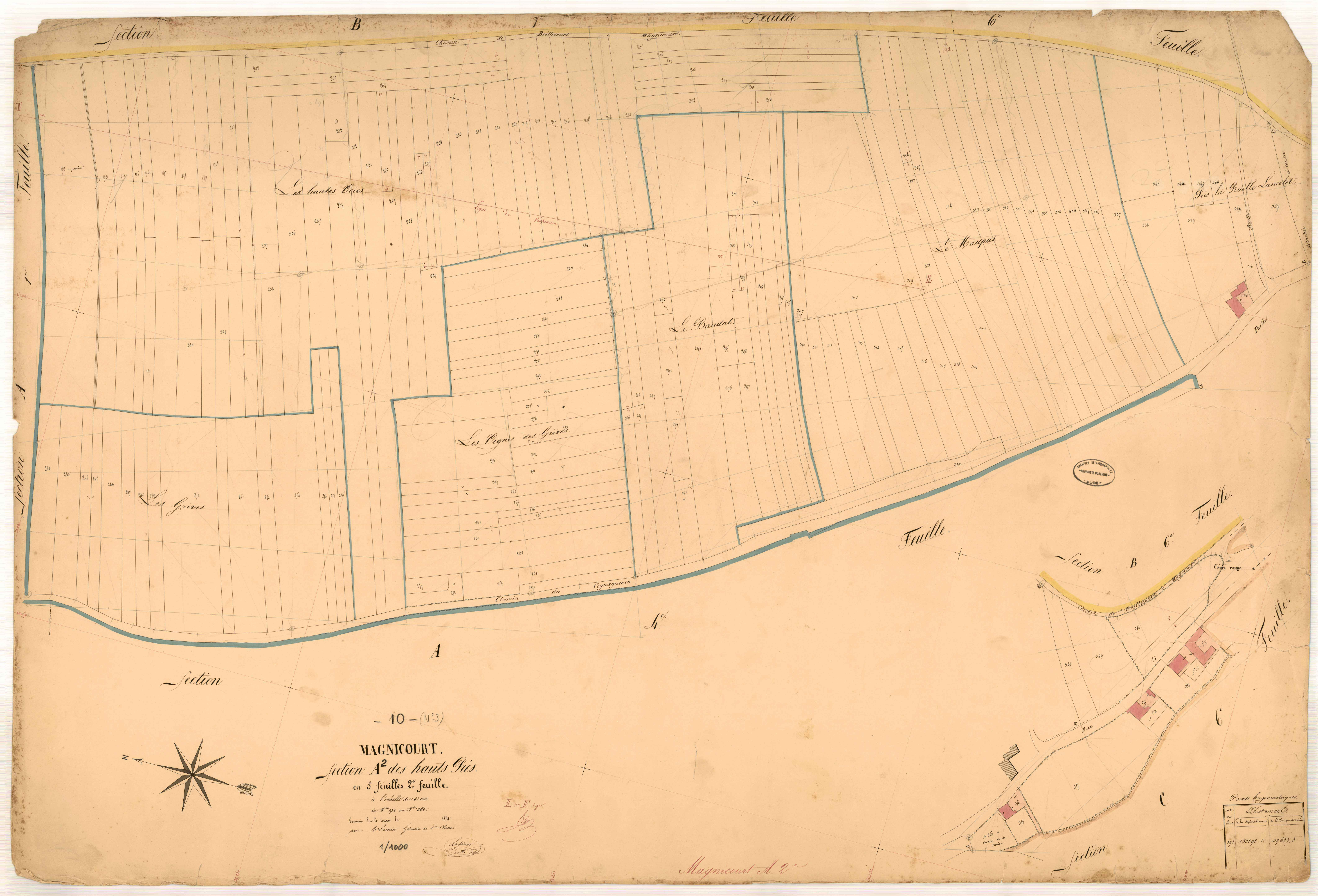 Magnicourt, section A dite des hauts prés, feuille n° 2, parcelles n°192-360