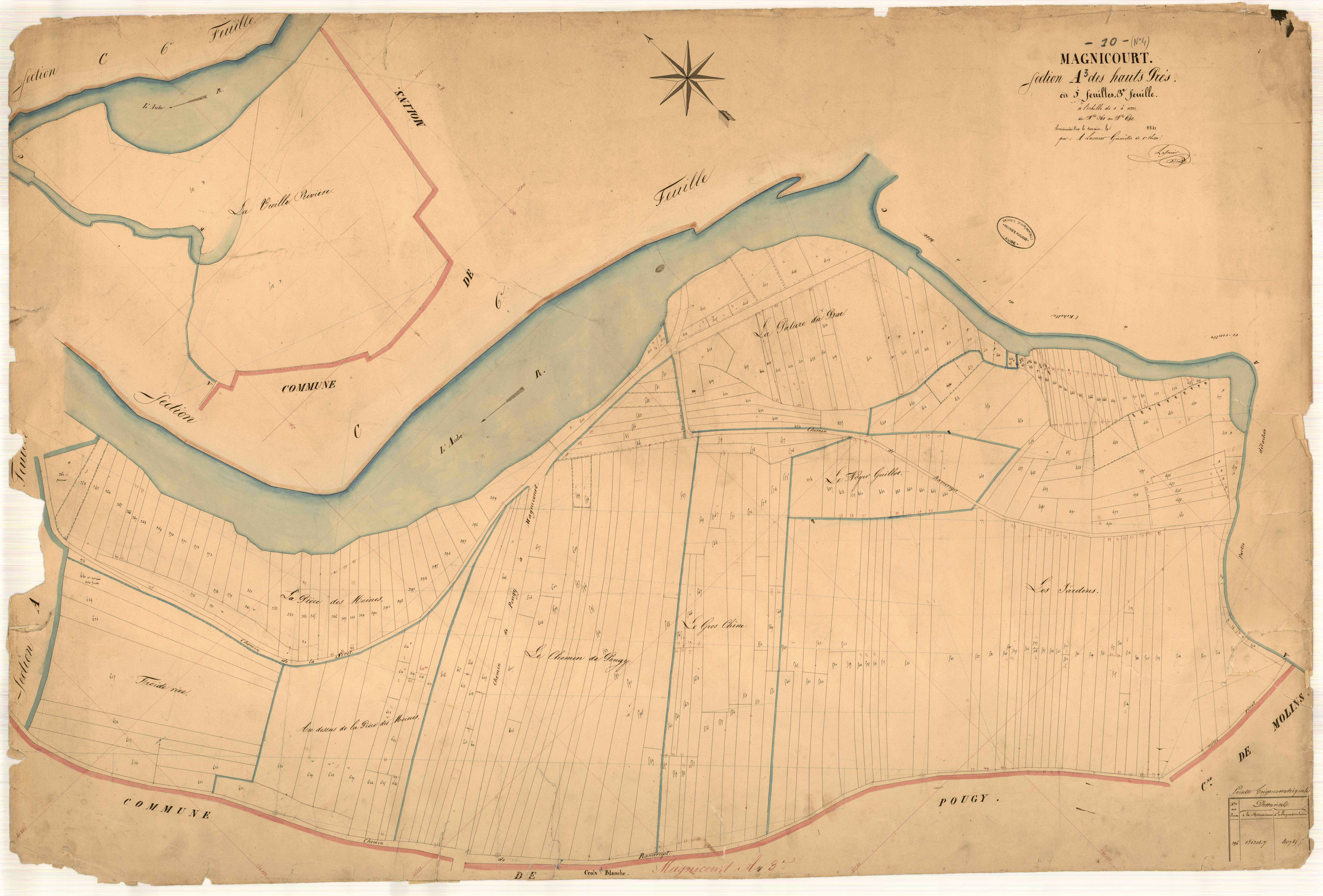 Magnicourt, section A dite des hauts prés, feuille n° 3, parcelles n°361-640