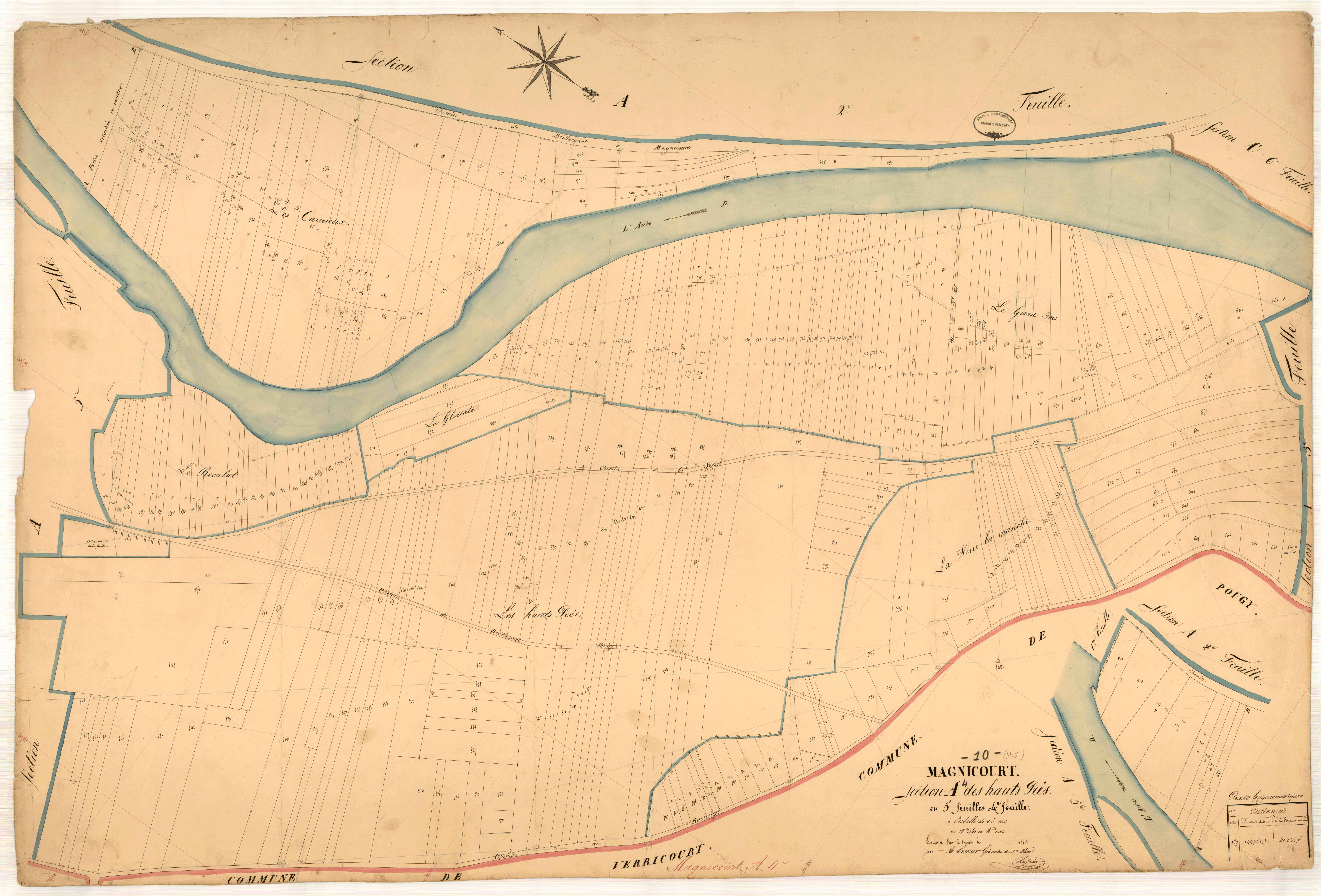 Magnicourt, section A dite des hauts prés, feuille n° 4, parcelles n° 641-1003