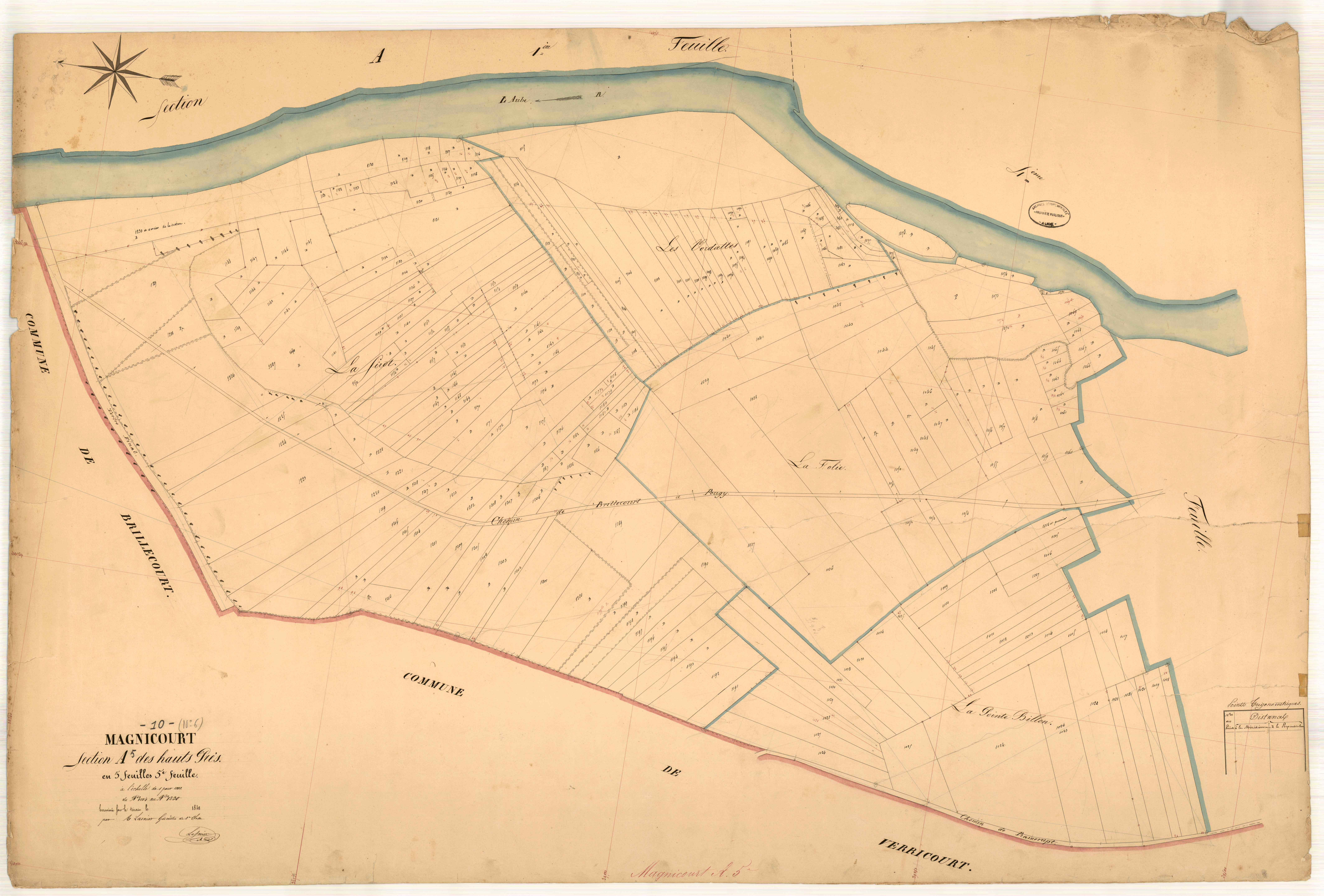 Magnicourt, section A dite des hauts prés, feuille n° 5, parcelles n° 1004-1230