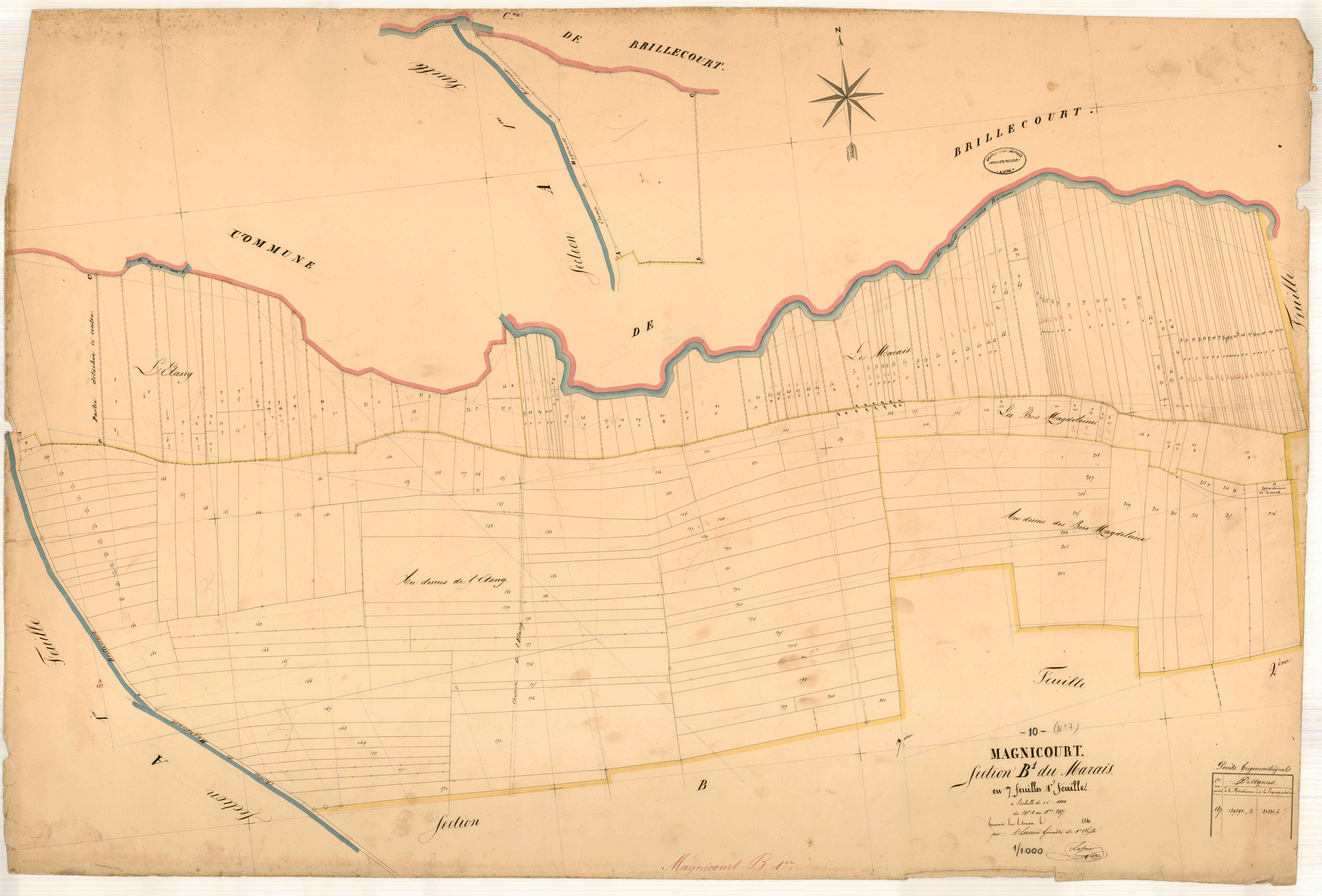 Magnicourt, section B dite du marais, feuille n° 1, parcelles n°1-217