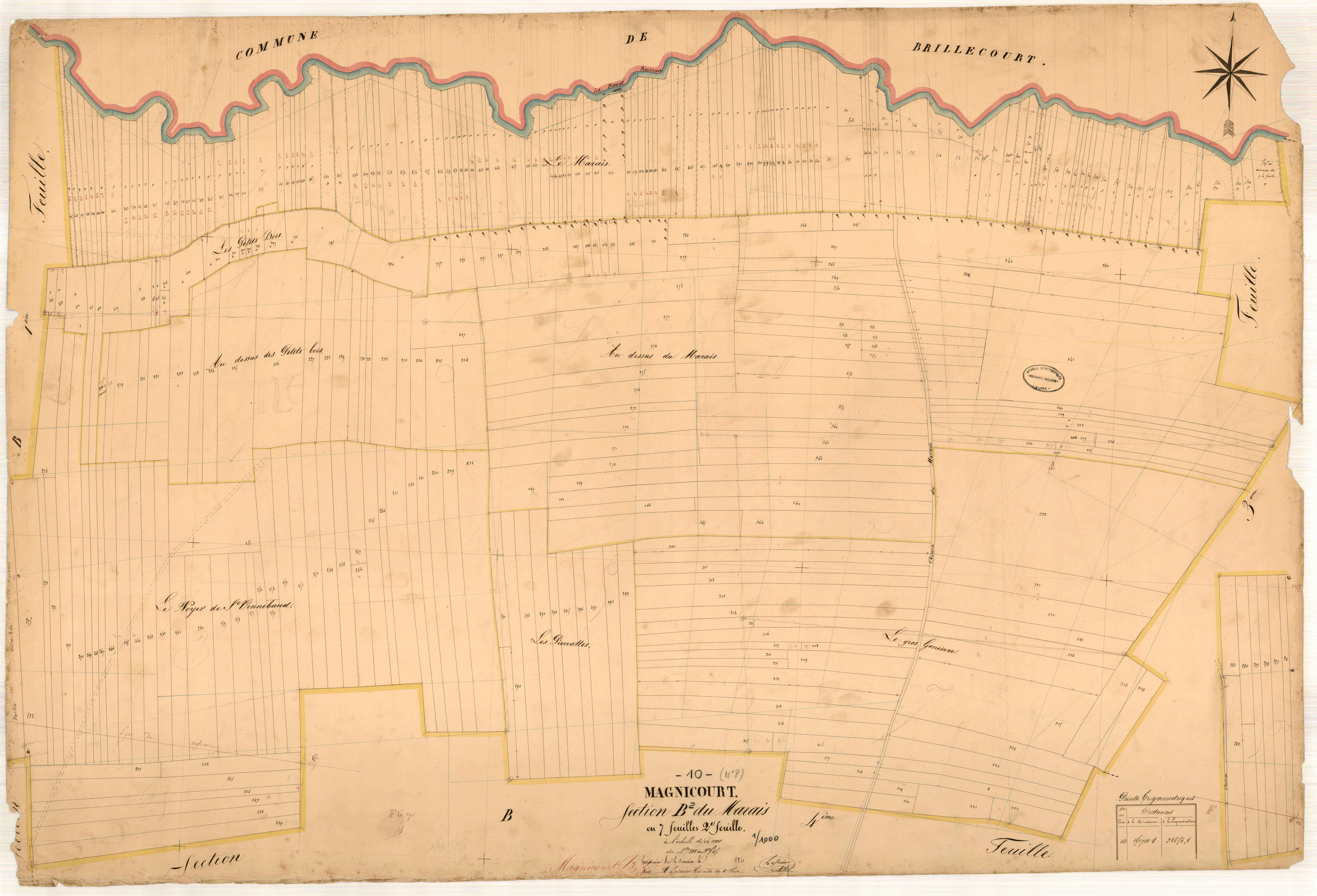 Magnicourt, section B dite du marais, feuille n° 2, parcelles n°218-545
