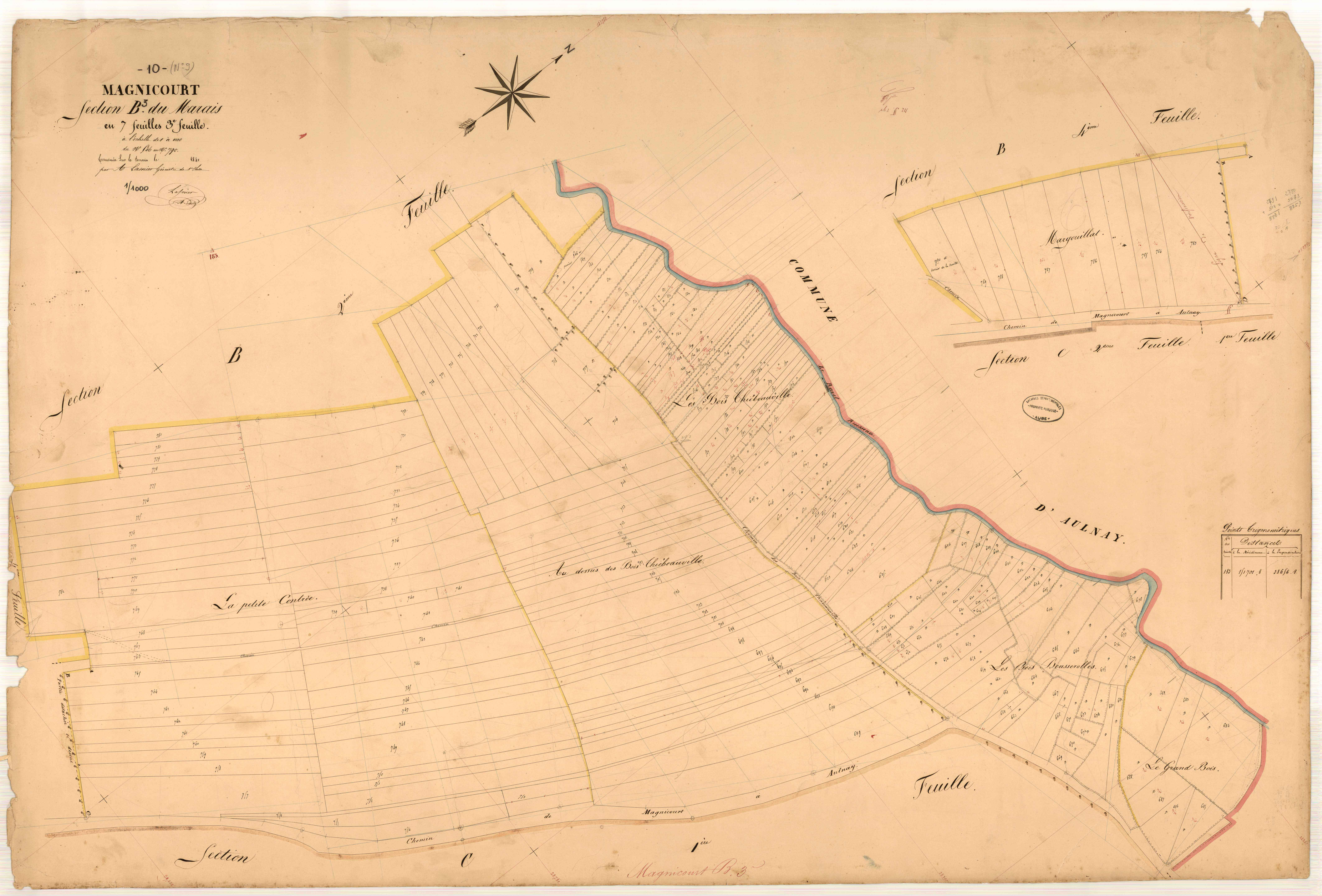 Magnicourt, section B dite du marais, feuille n° 3, parcelles n°546-790