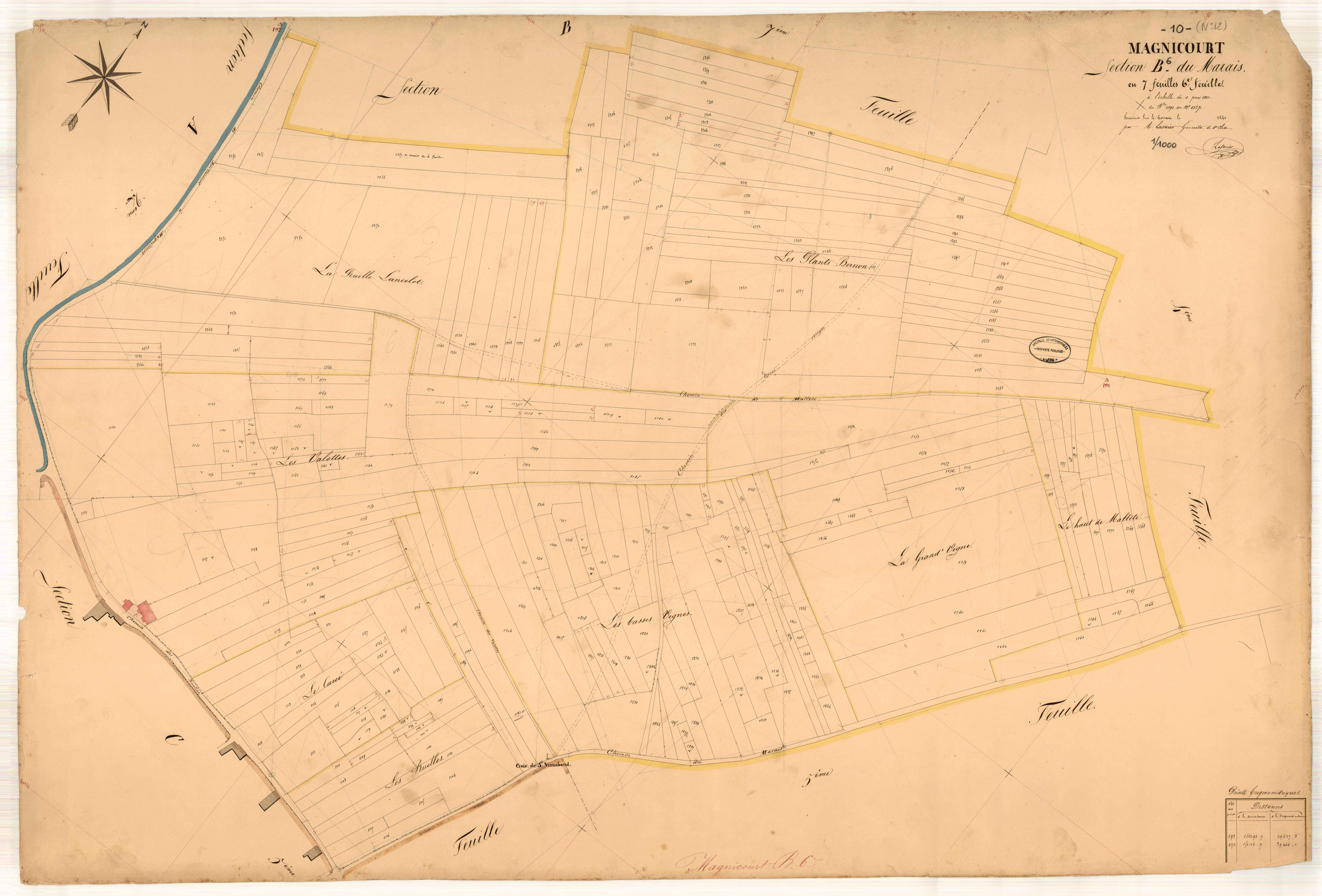 Magnicourt, section B dite du marais, feuille n° 6, parcelles n°1093-1357