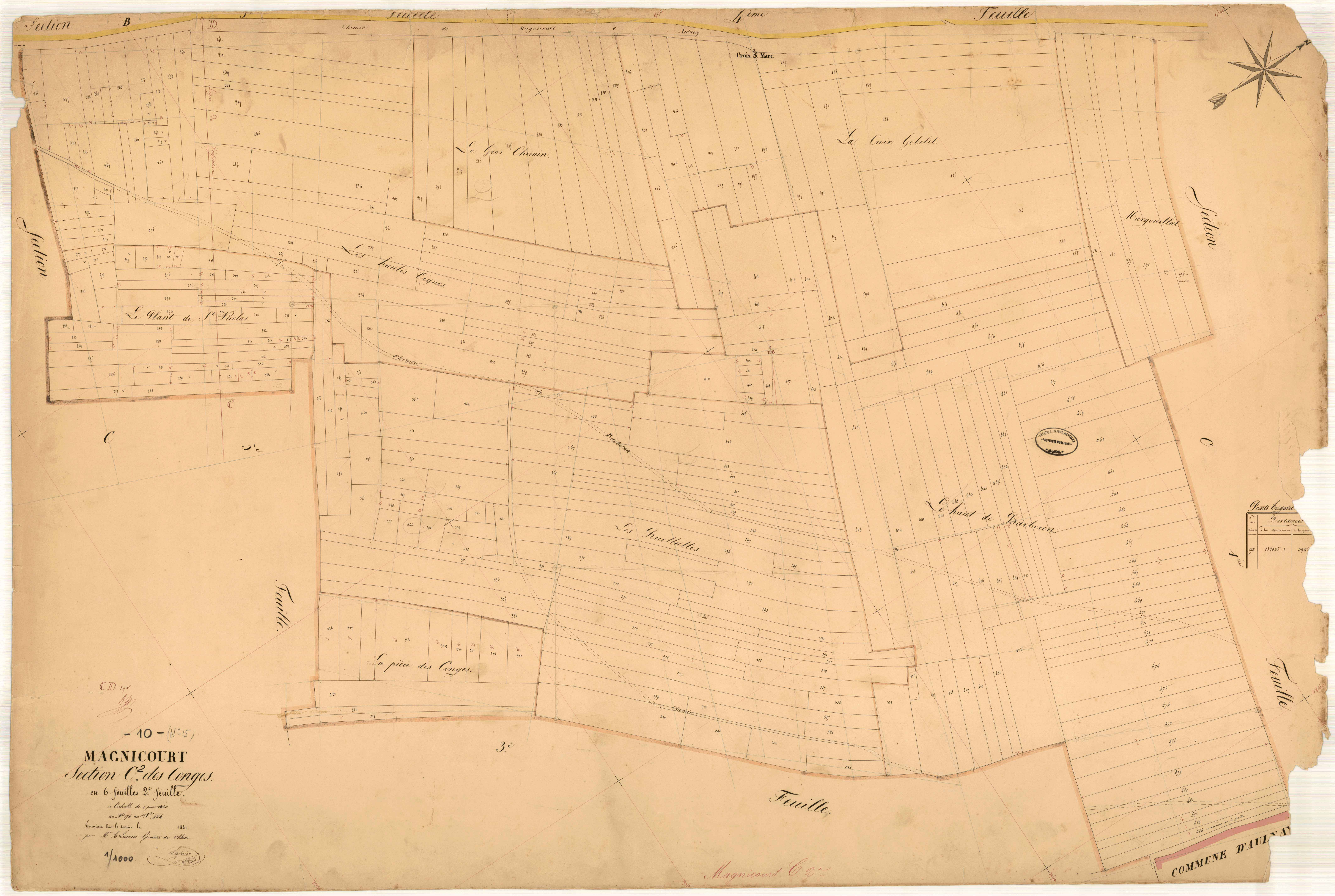 Magnicourt, section C dite des conges, feuille n° 2, parcelles n°176-484