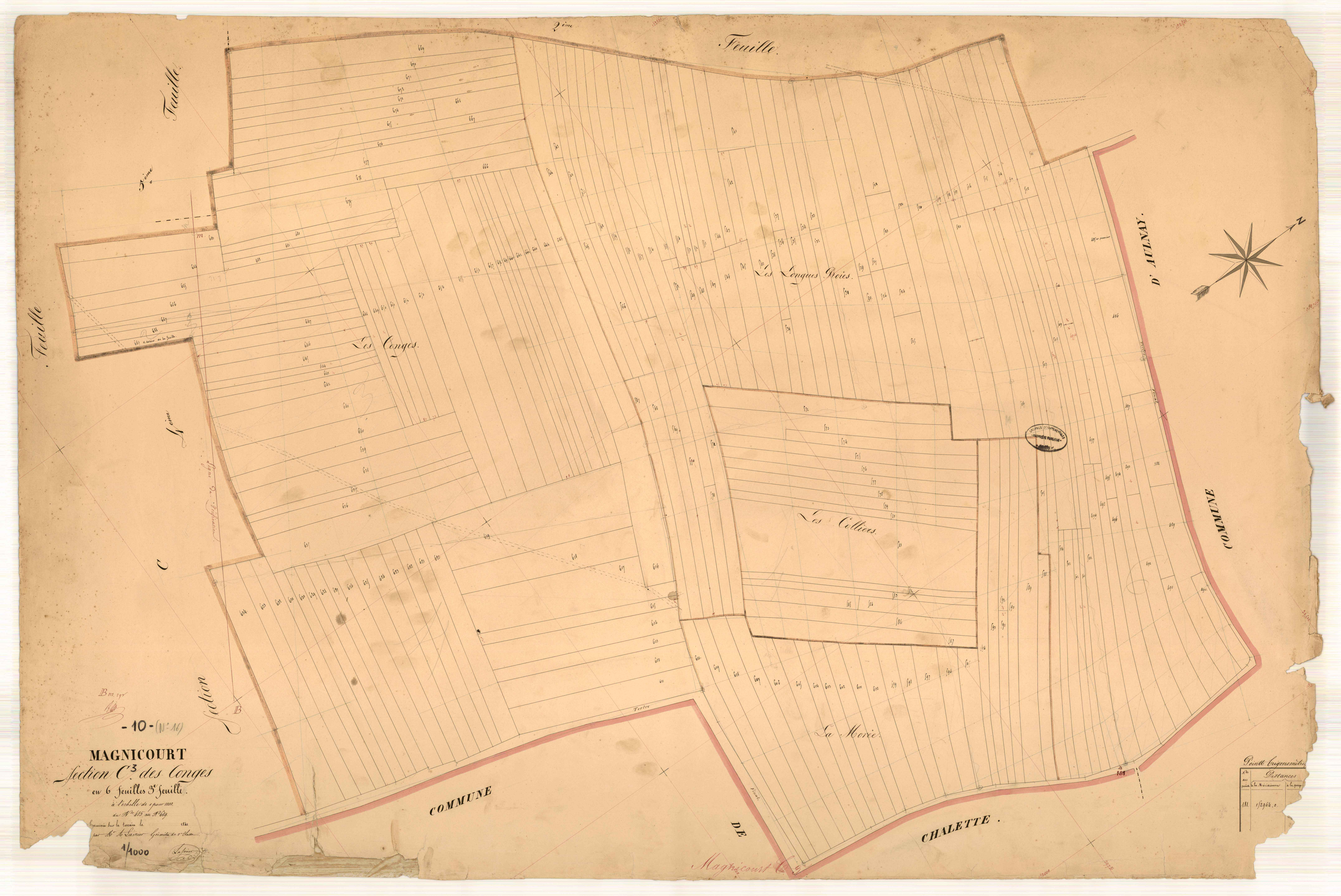 Magnicourt, section C dite des conges, feuille n° 3, parcelles n°485-689