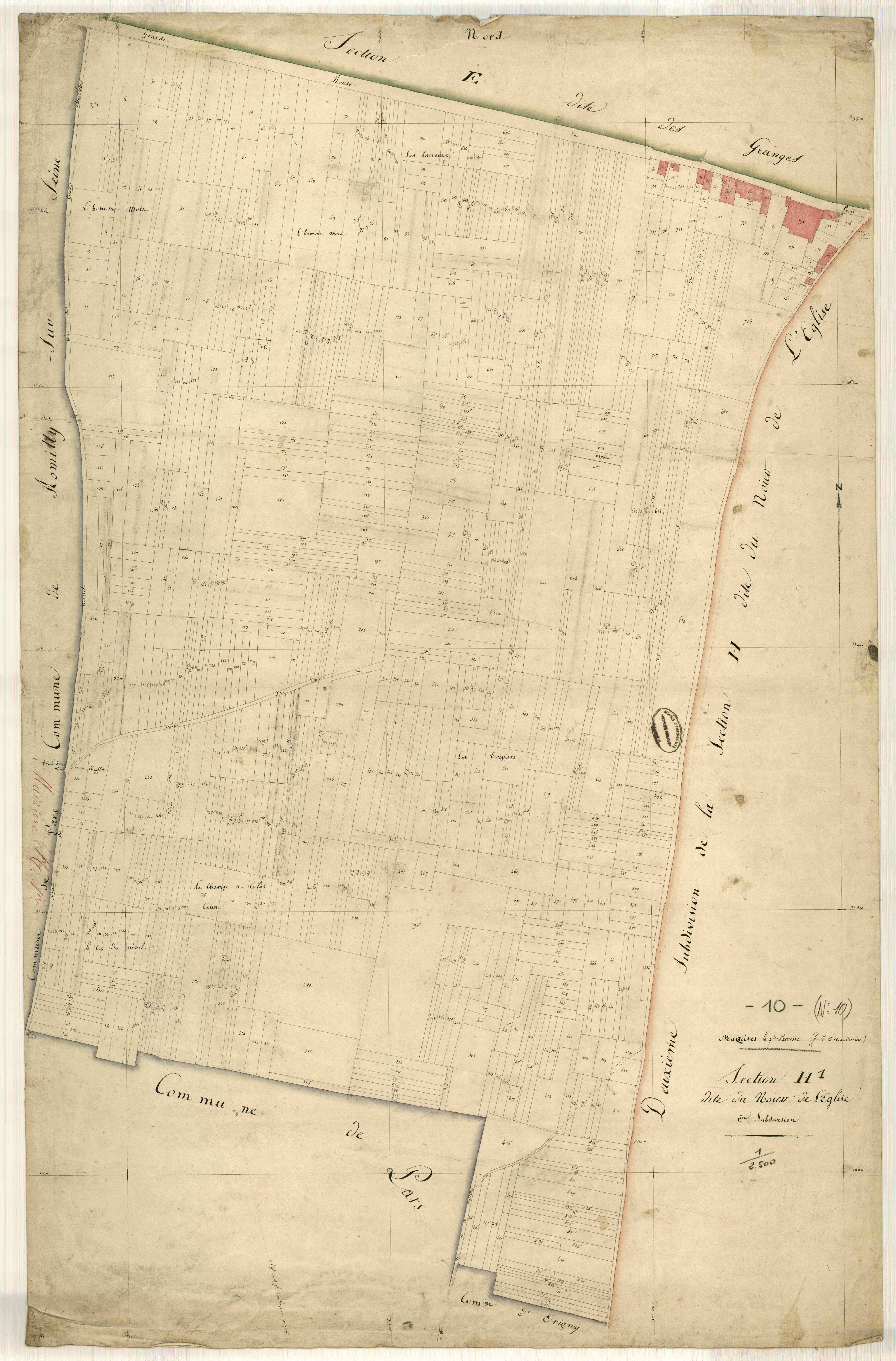 Maizières-la-Grande-Paroisse, section H dite de Noieu de l'église, feuille n° 1