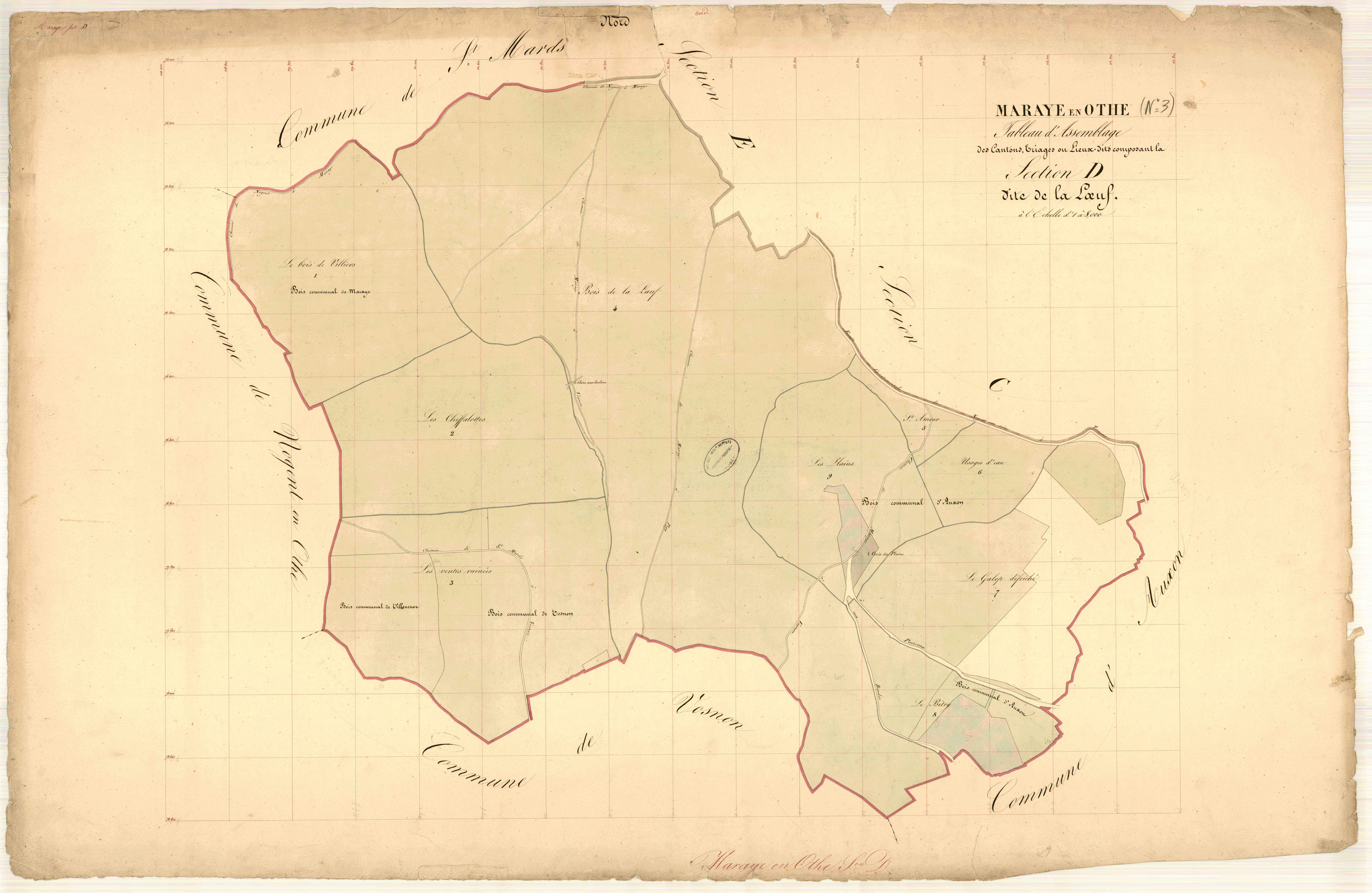 Maraye-en-Othe, tableau d'assemblage section D dite de la Loeuf