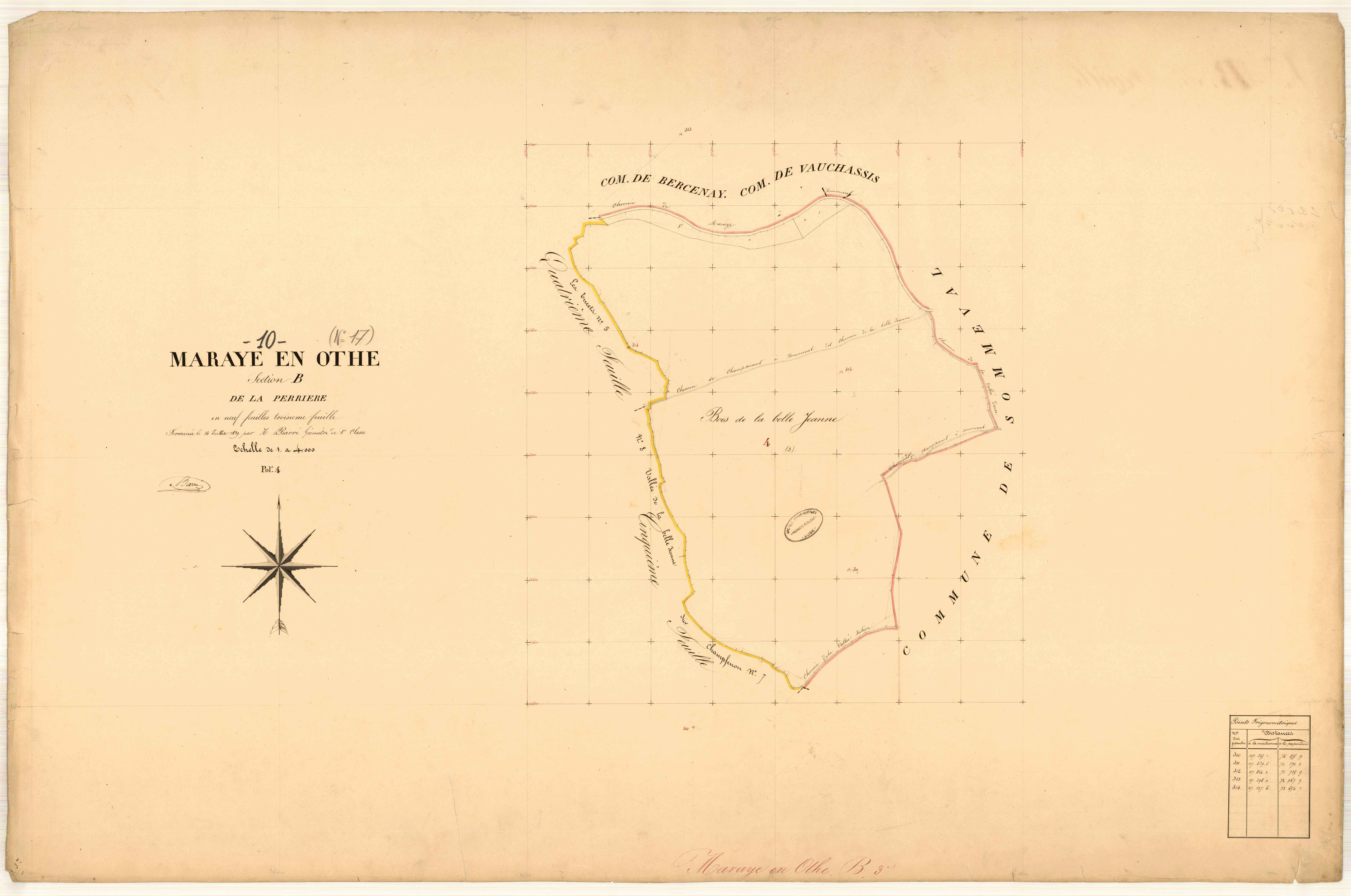 Maraye-en-Othe, section B dite de la perrière, feuille n° 3
