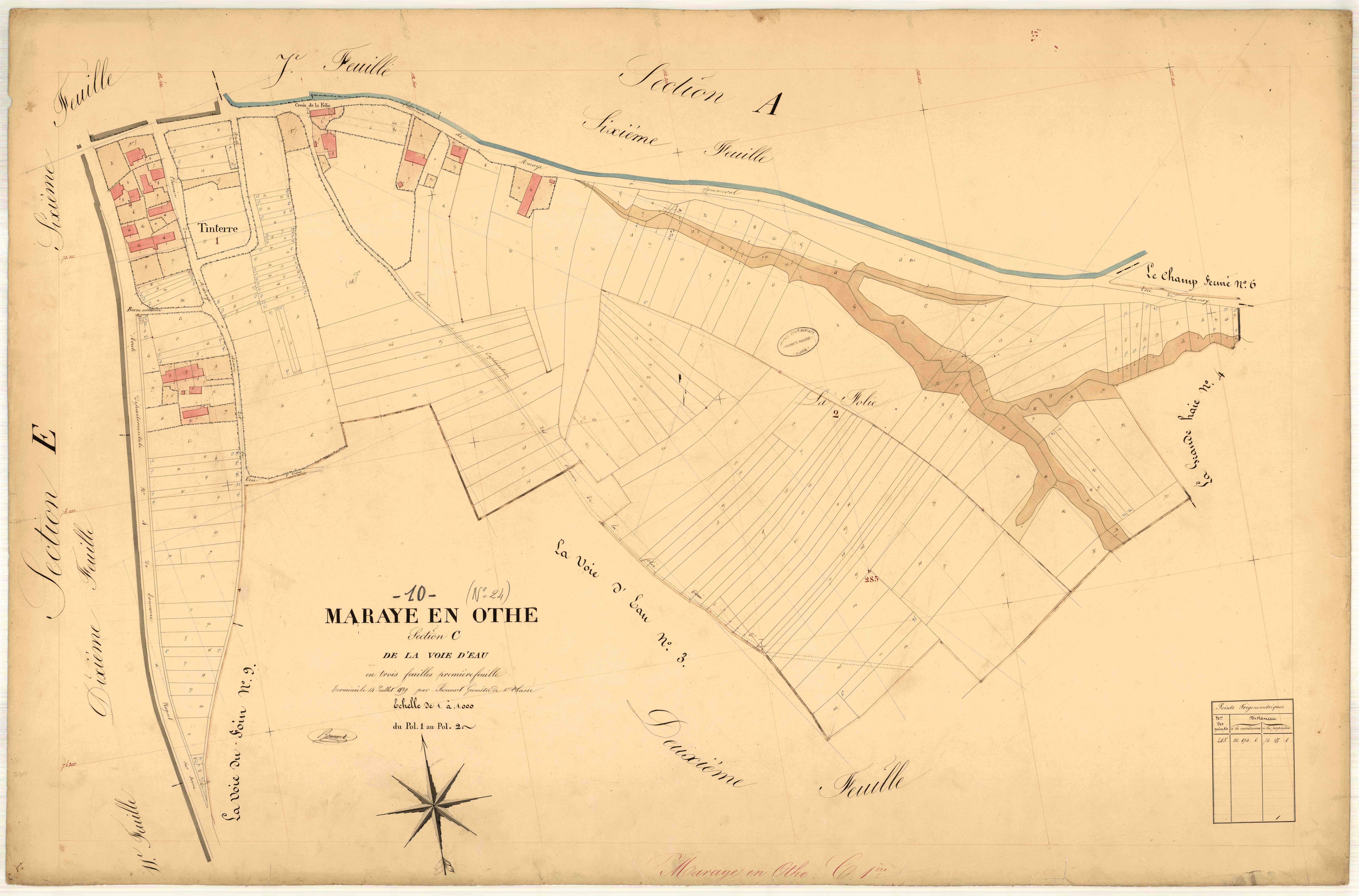 Maraye-en-Othe, section C dite de la voie d'eau, feuille n° 1