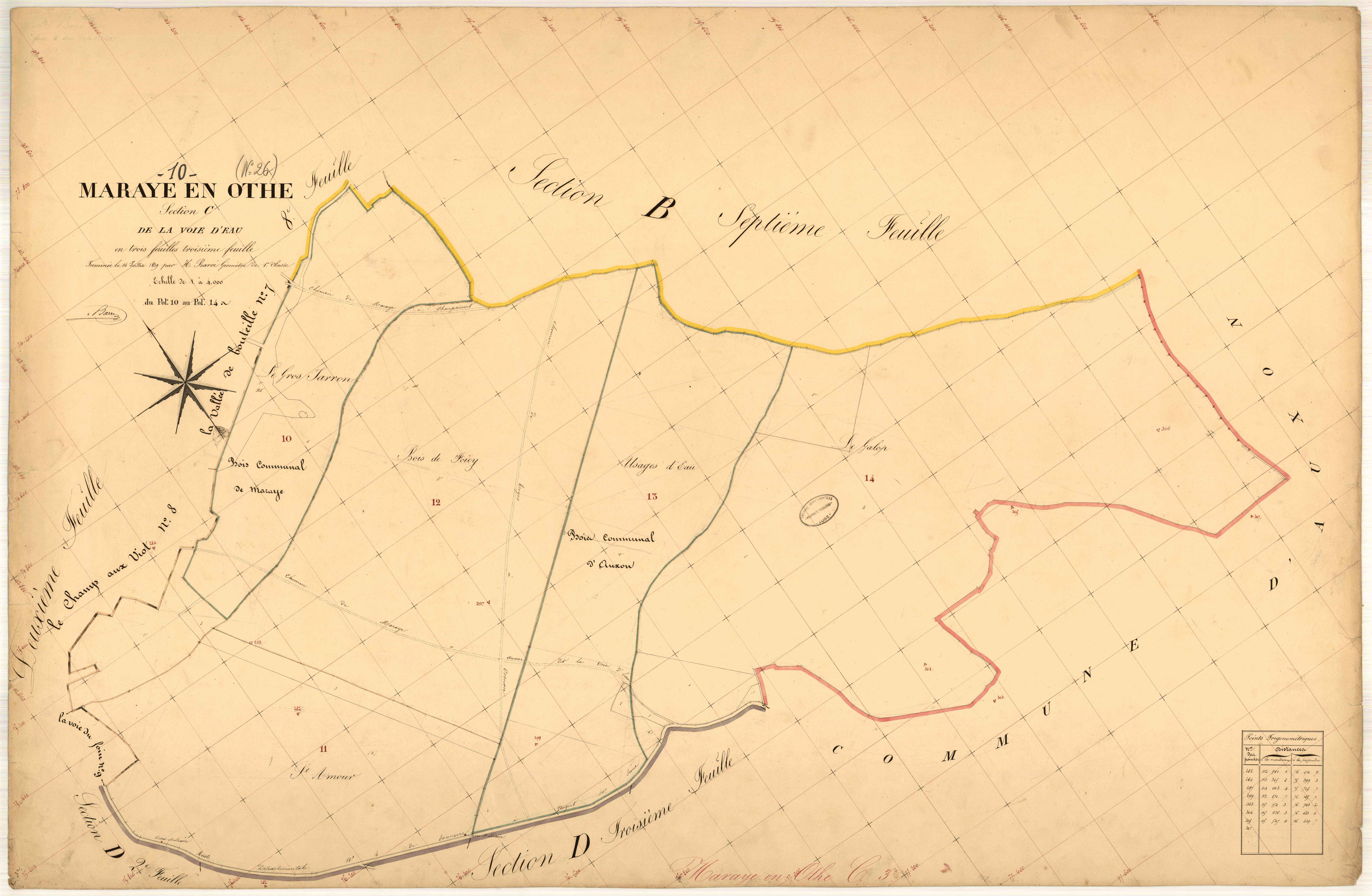 Maraye-en-Othe, section C dite de la voie d'eau, feuille n° 3