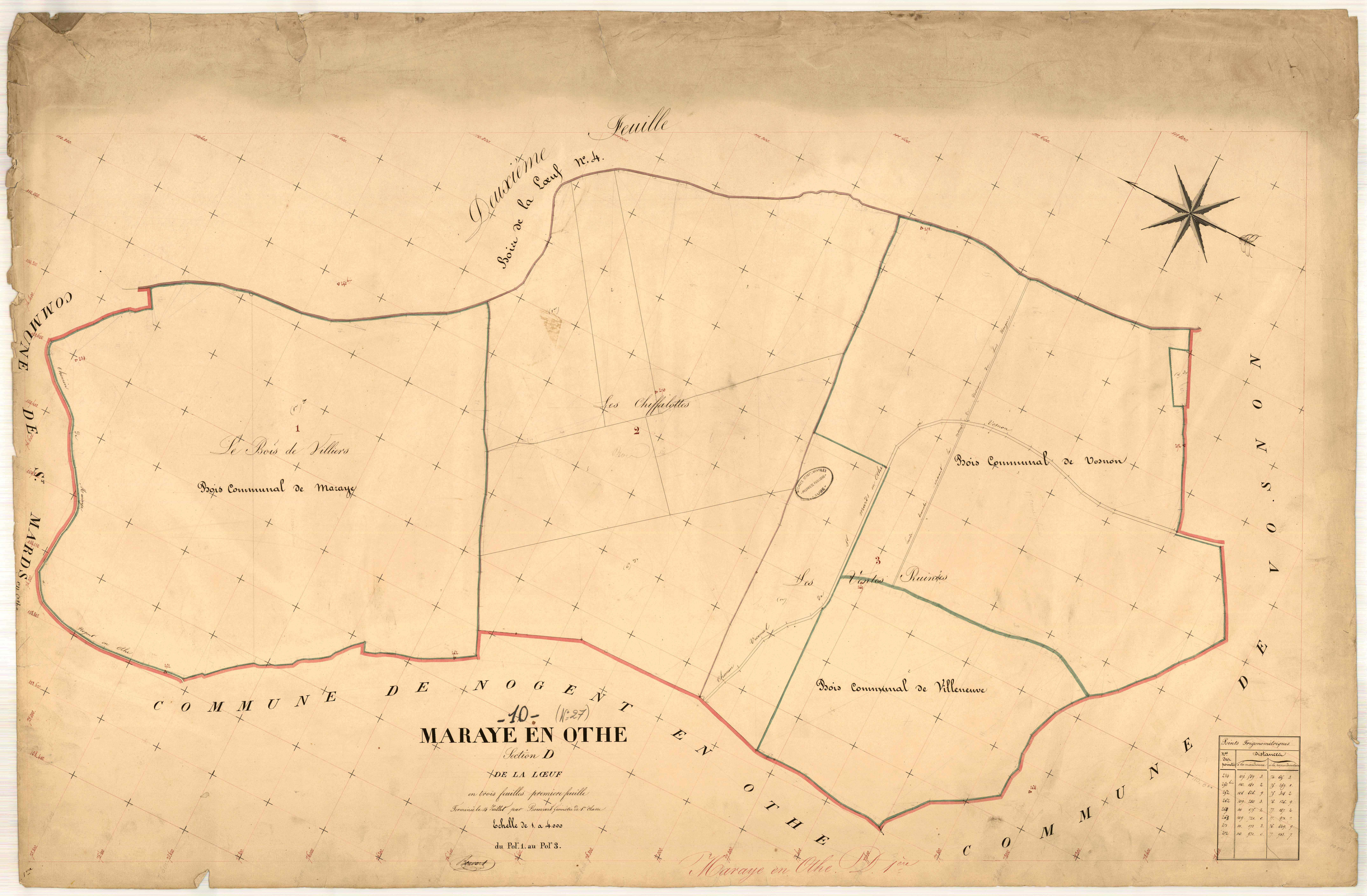 Maraye-en-Othe, section D dite de la loeuf, feuille n° 1