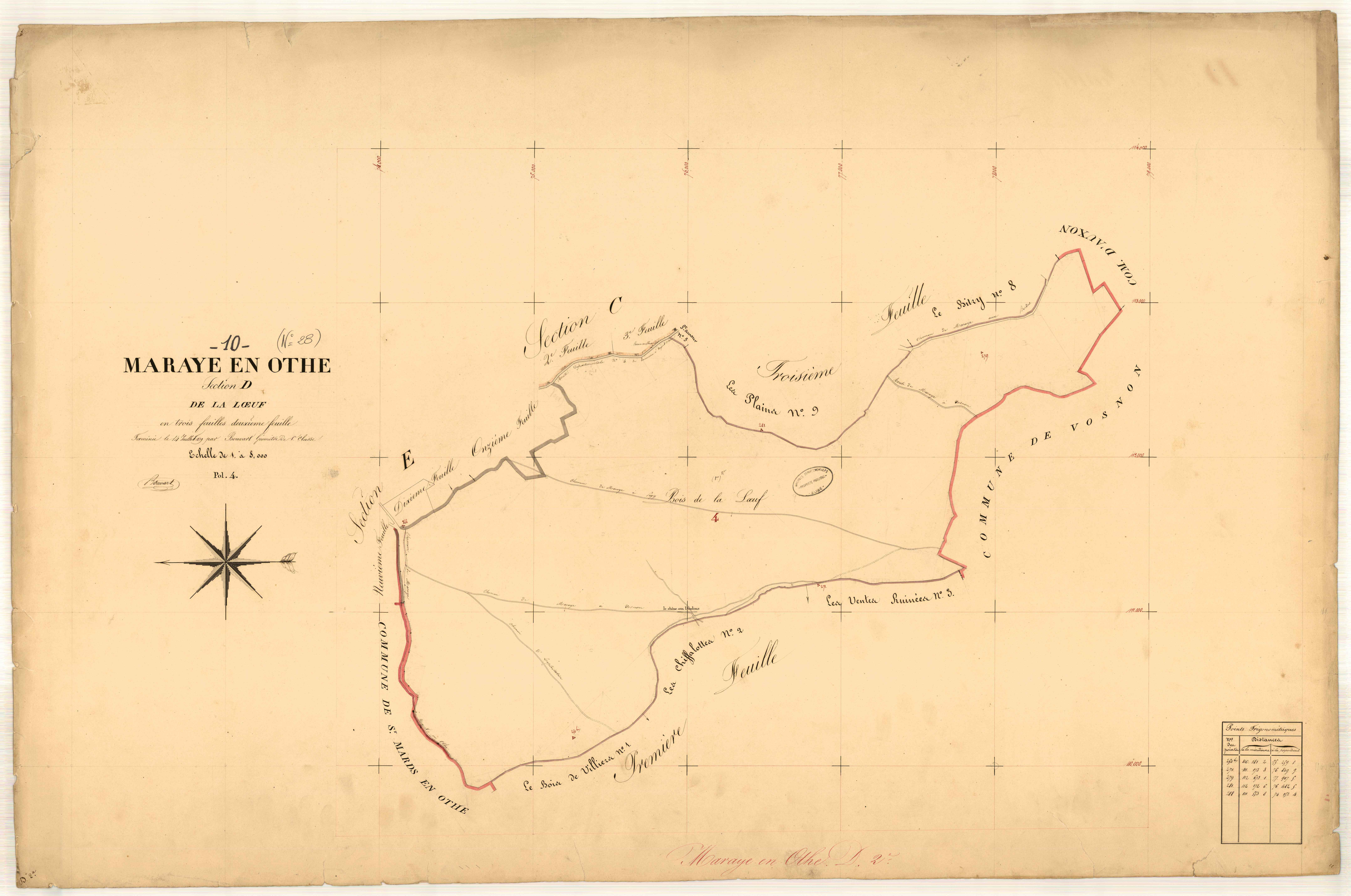 Maraye-en-Othe, section D dite de la loeuf, feuille n° 2