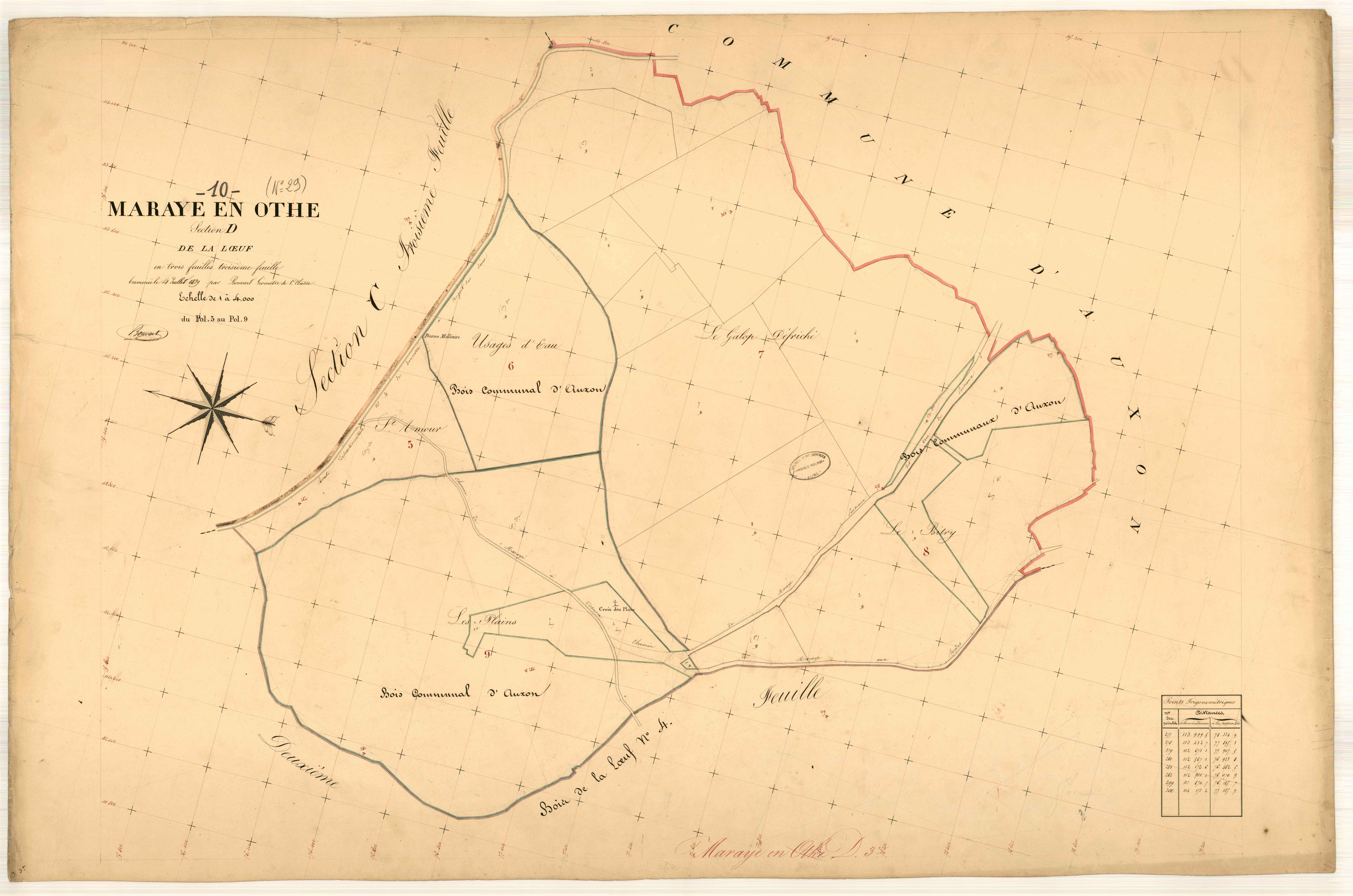 Maraye-en-Othe, section D dite de la loeuf, feuille n° 3