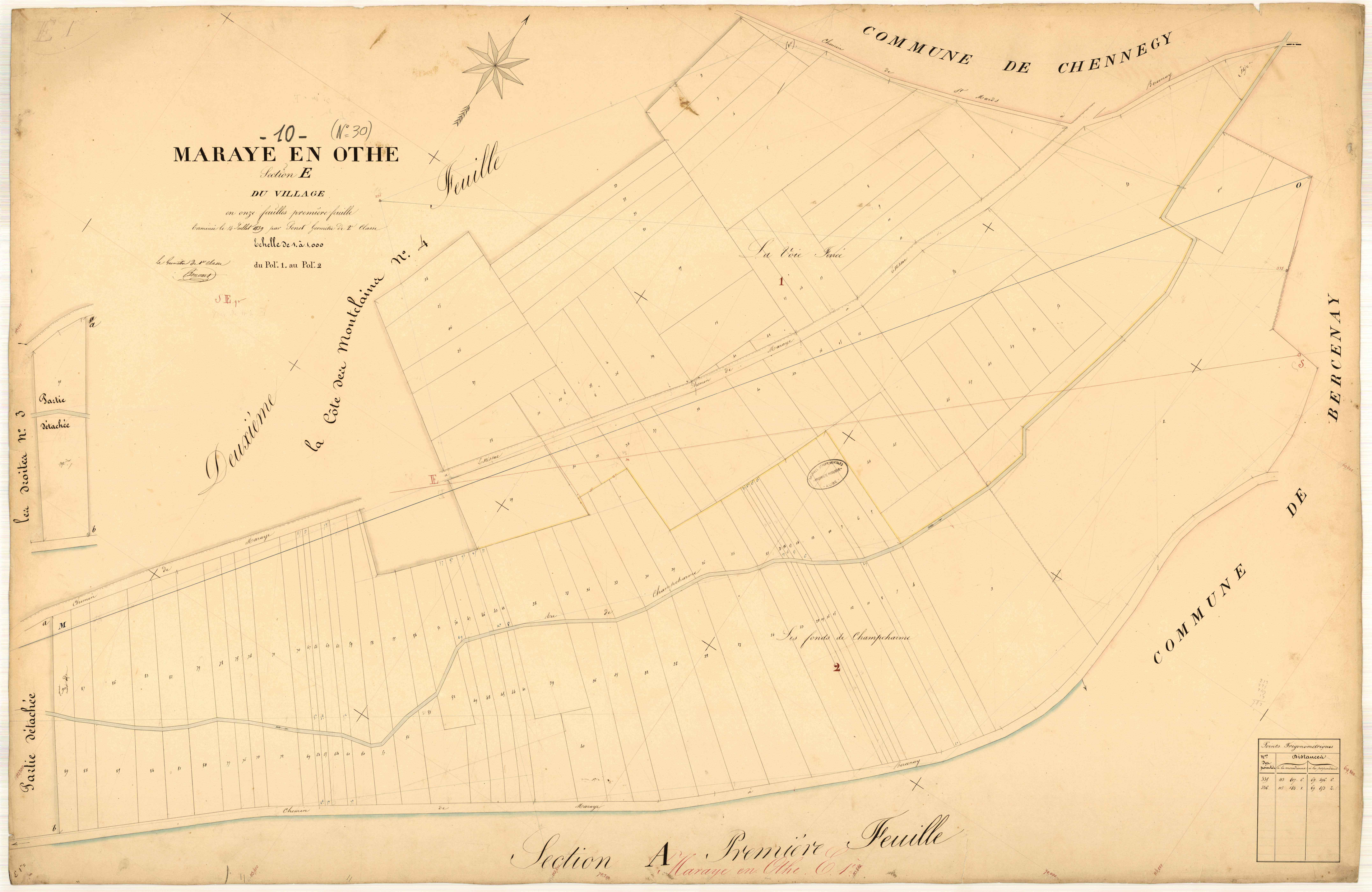 Maraye-en-Othe, section E dite du village, feuille n° 1