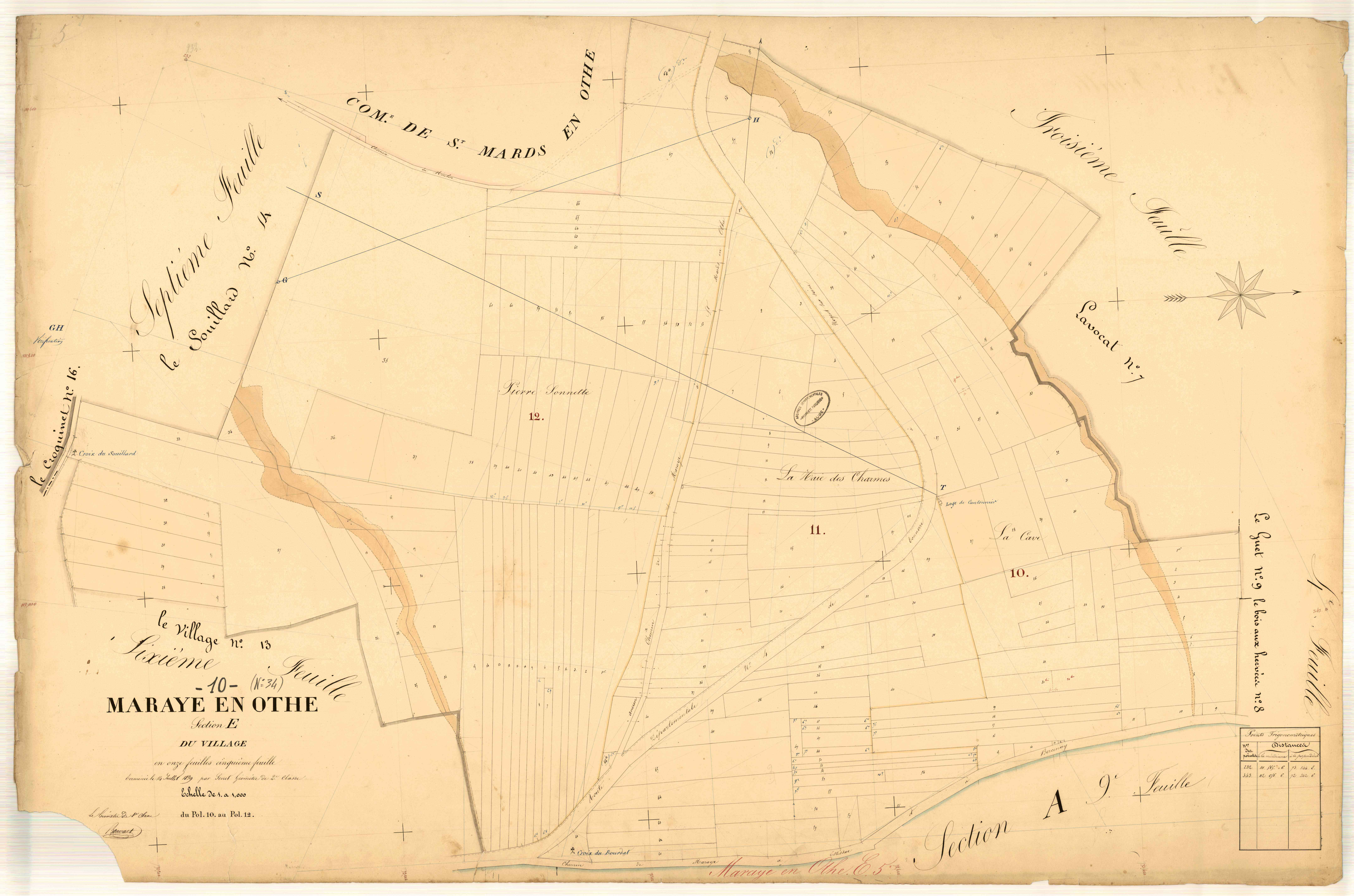 Maraye-en-Othe, section E dite du village, feuille n° 5