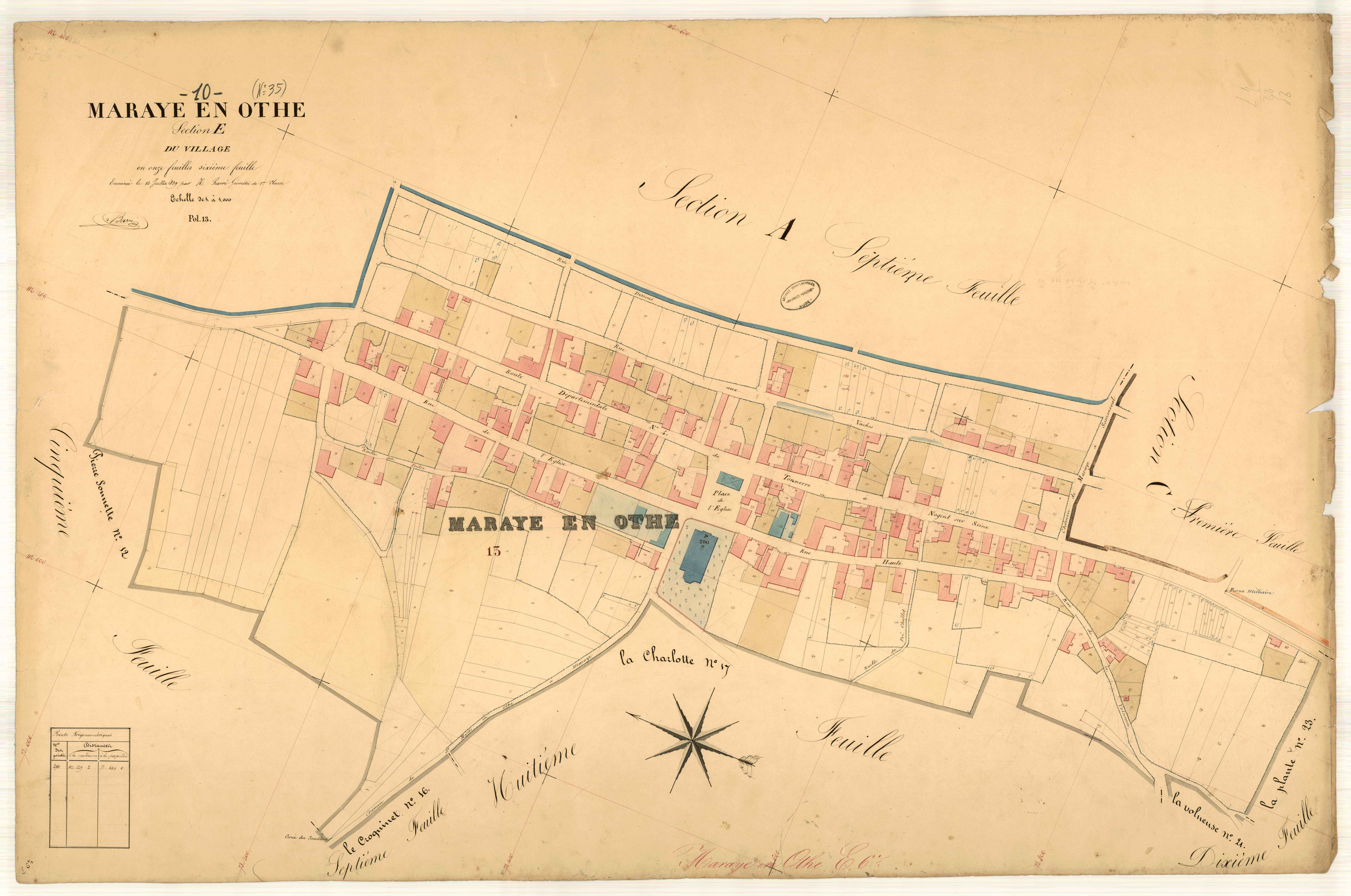 Maraye-en-Othe, section E dite du village, feuille n° 6