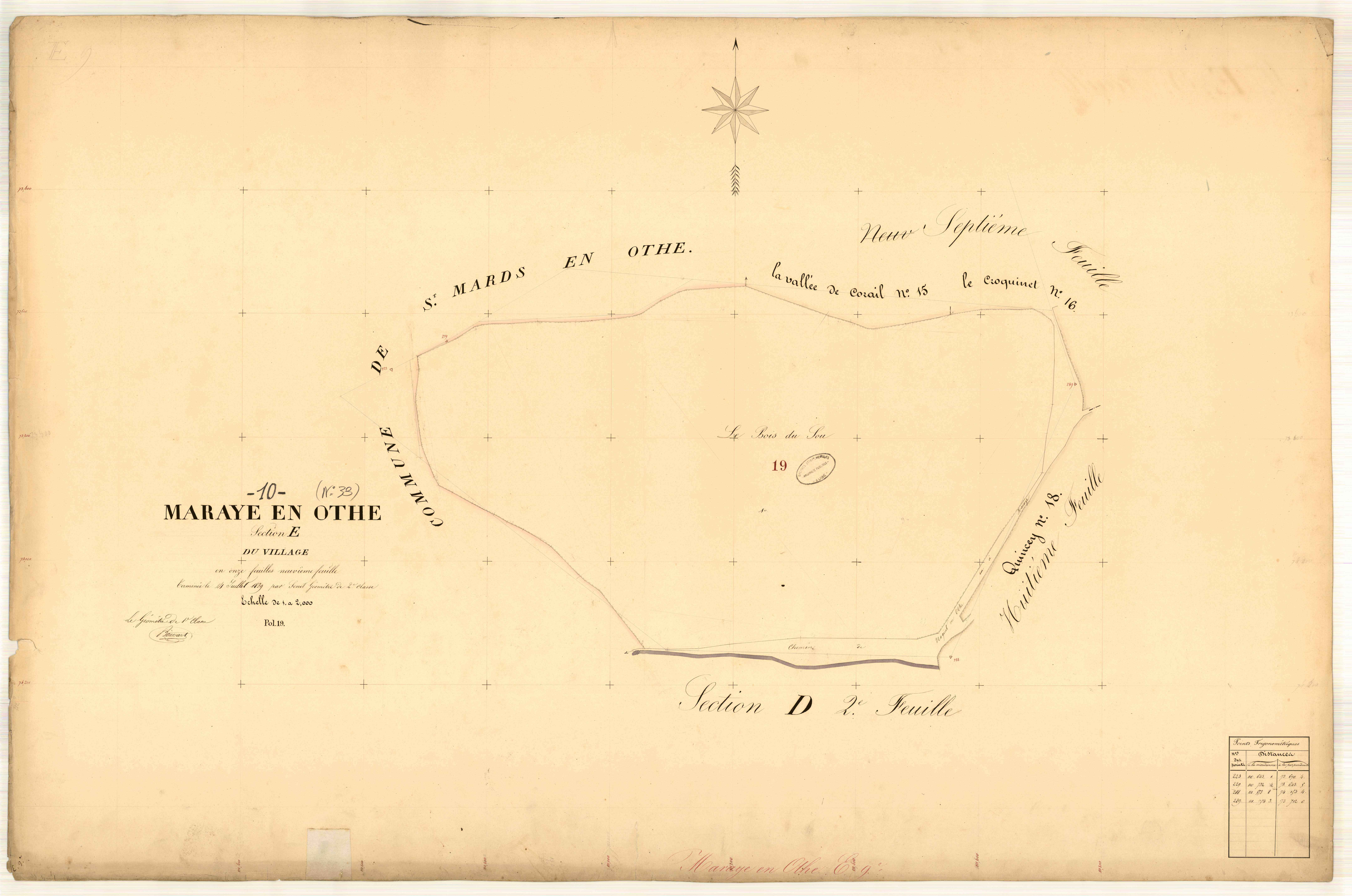 Maraye-en-Othe, section E dite du village, feuille n° 9