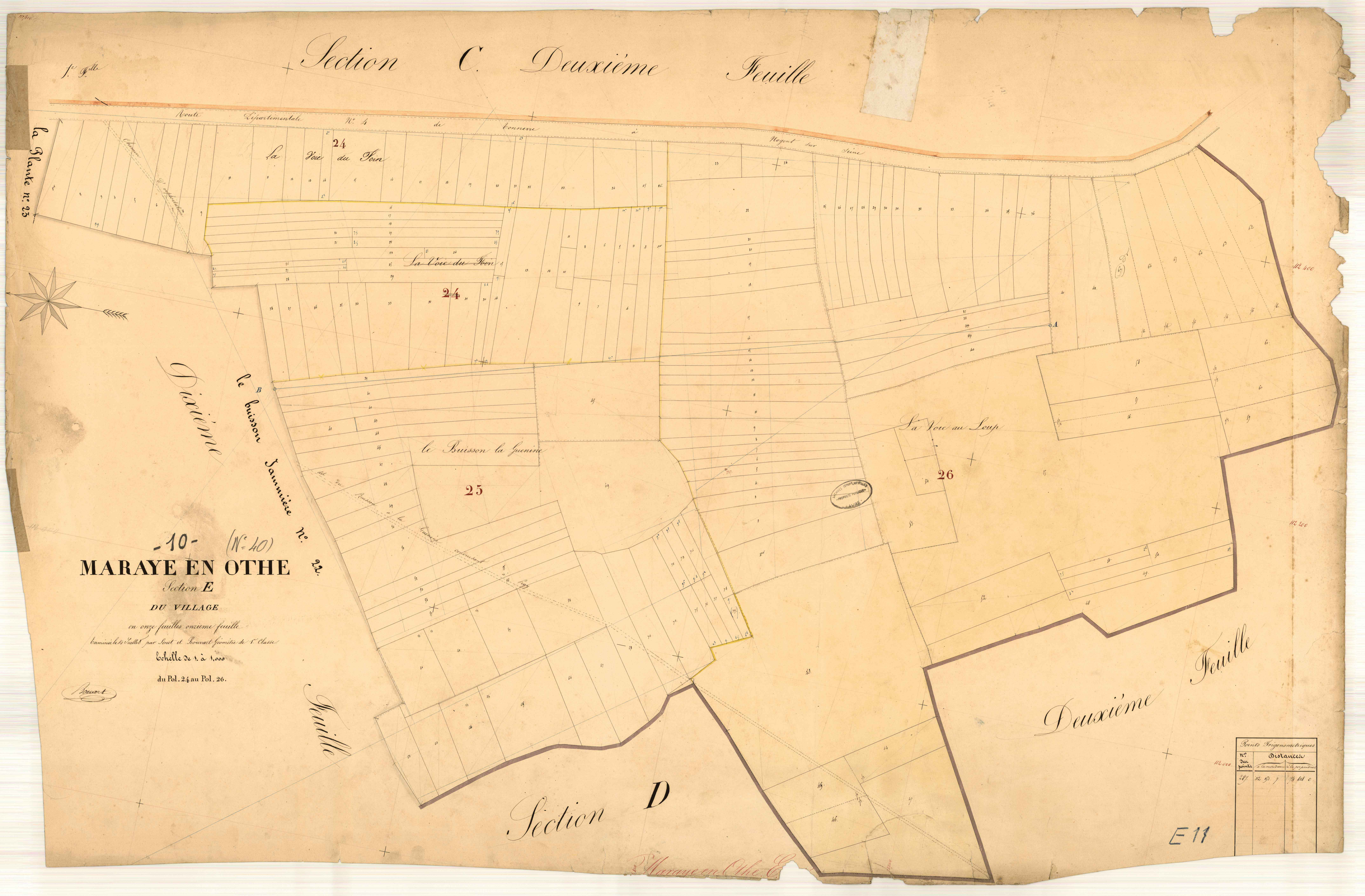 Maraye-en-Othe, section E dite du village, feuille n° 11