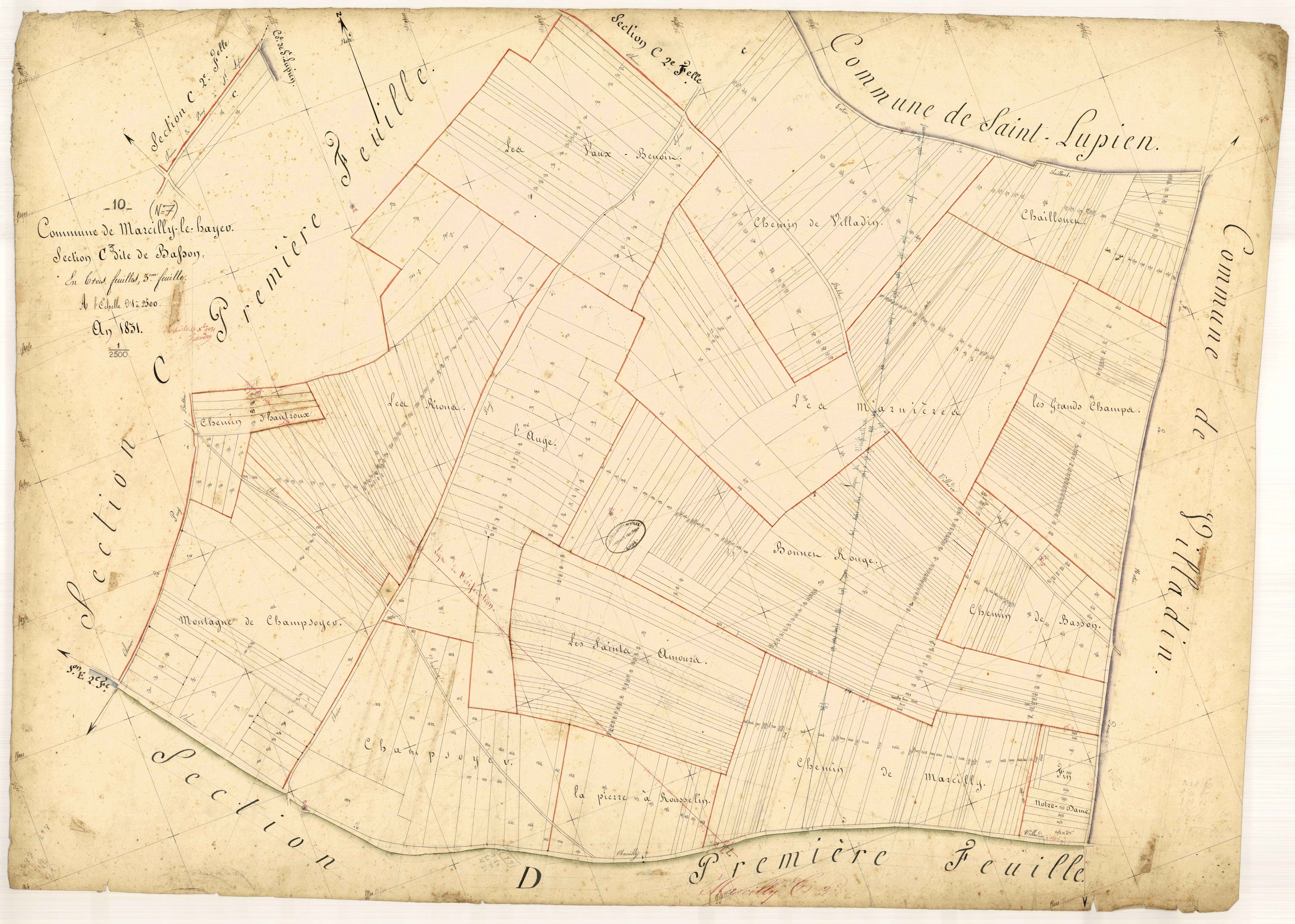 Marcilly-le-Hayer, section C dite de Basson, feuille n° 3