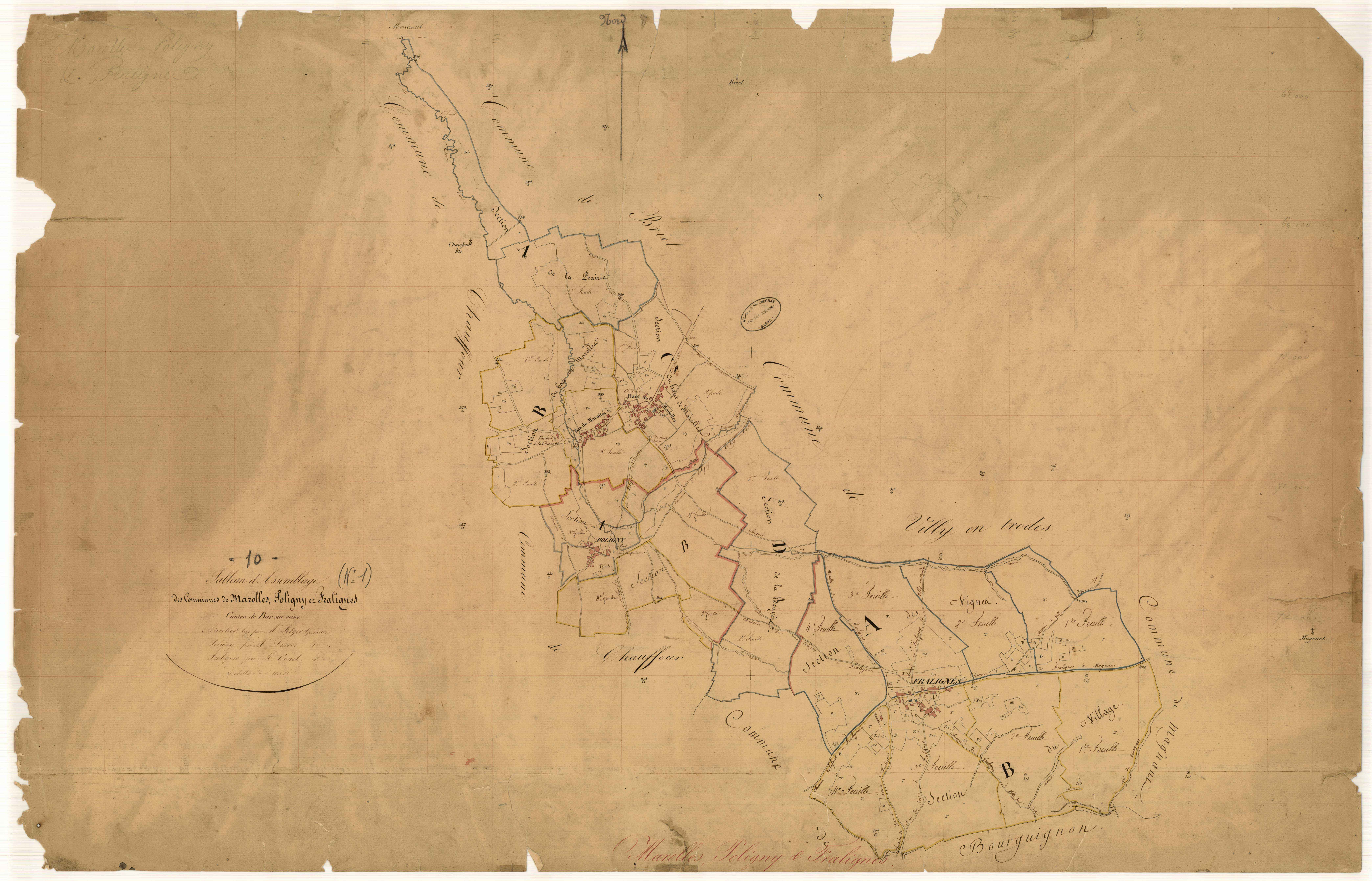 Marolles-les-Bailly, Poligny, Fralignes : tableau d'assemblage