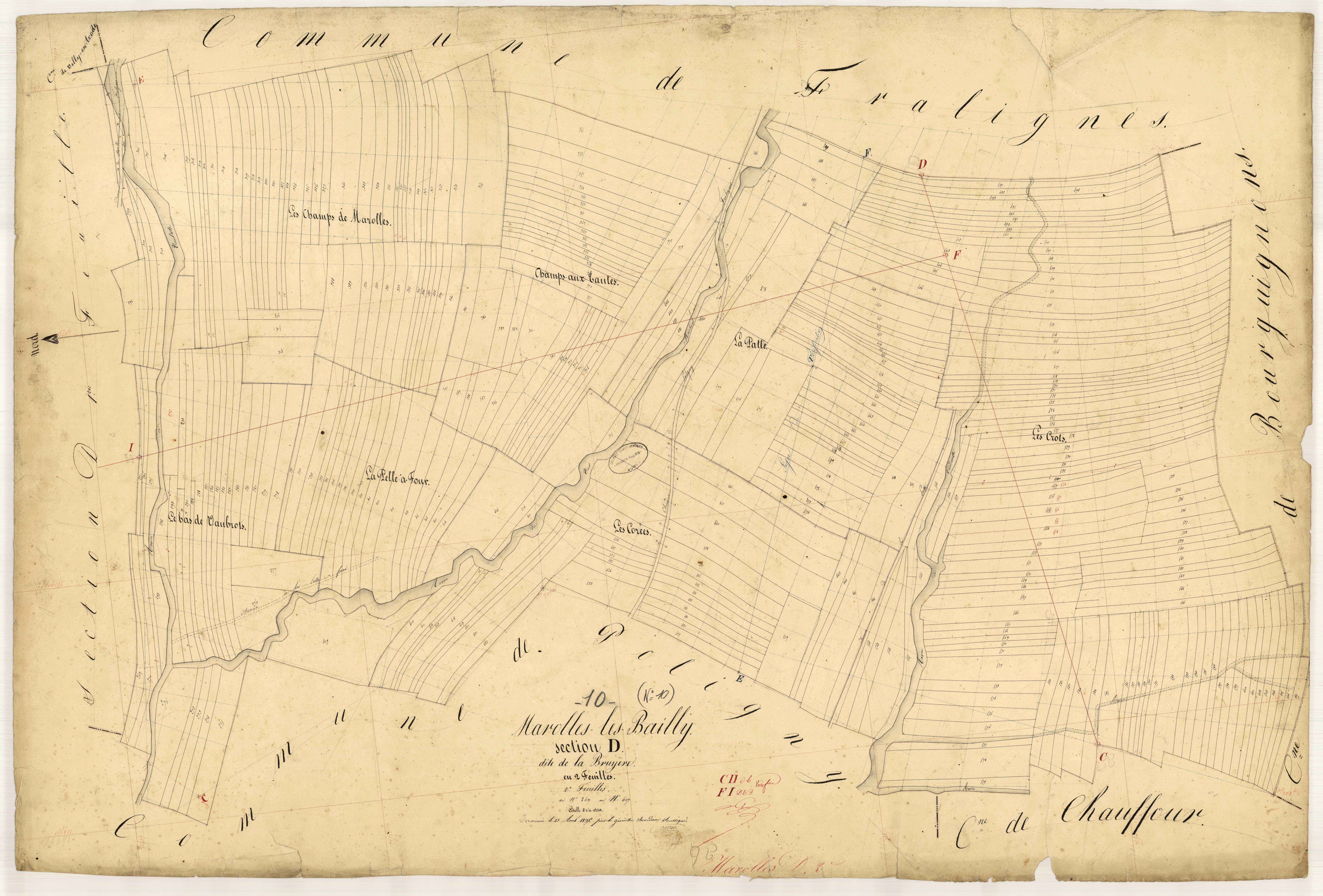 Marolles-les-Bailly, section D dite de la Bruyère, feuille n° 2, parcelles n°269-607