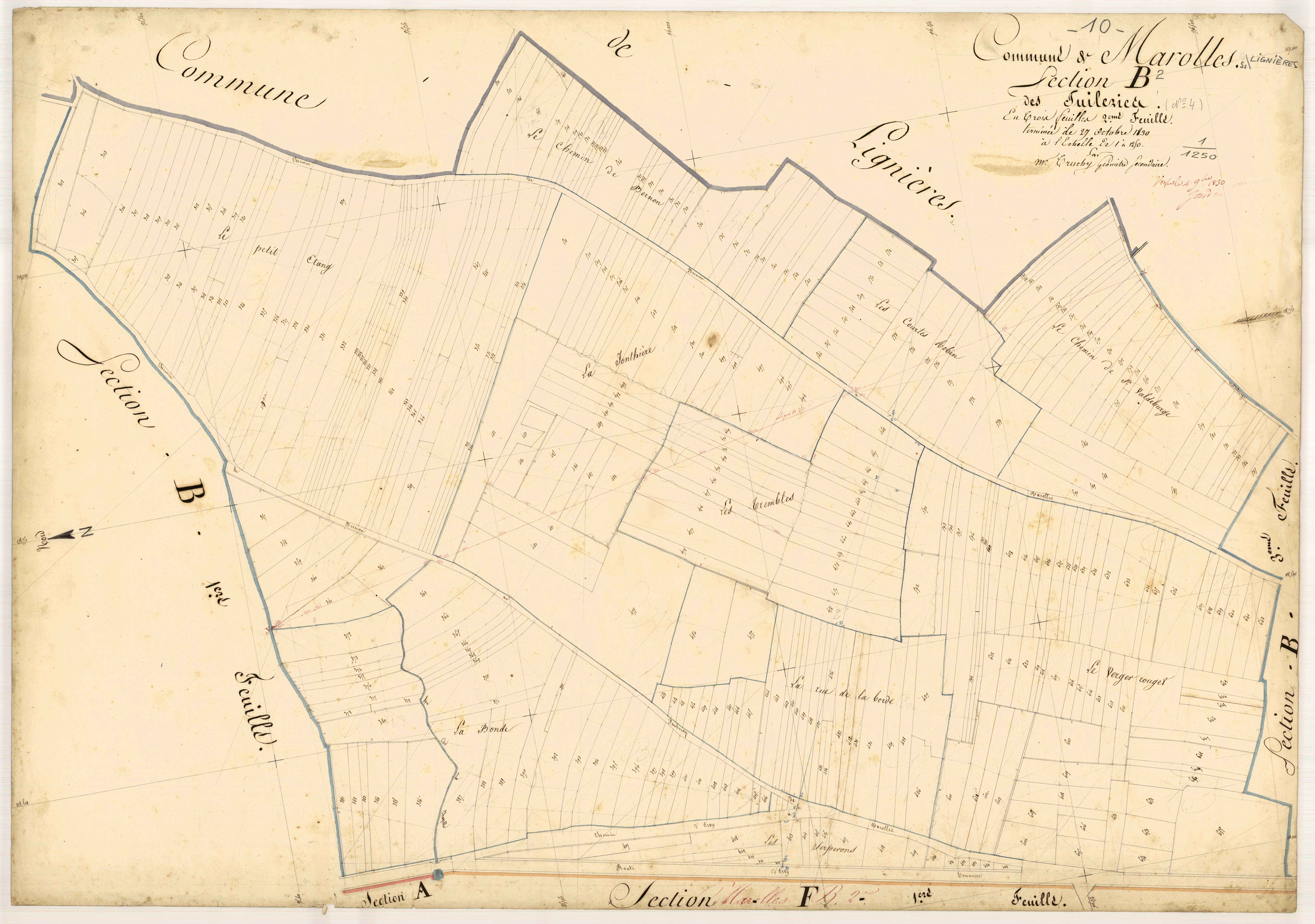 Marolles-sous-Lignières, section B dite des tuilleries, feuille n° 2