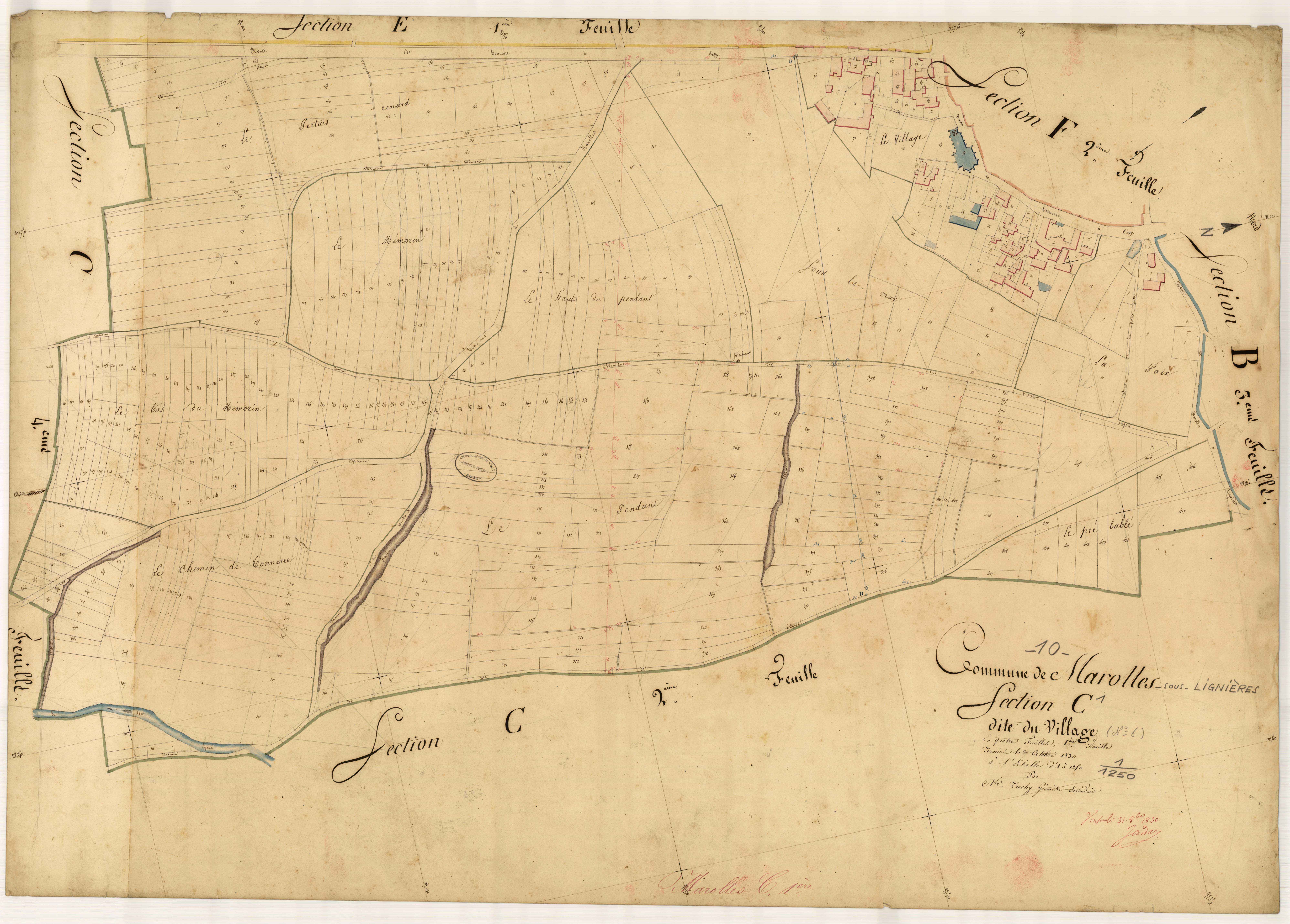 Marolles-sous-Lignières, section C dite du village, feuille n° 1