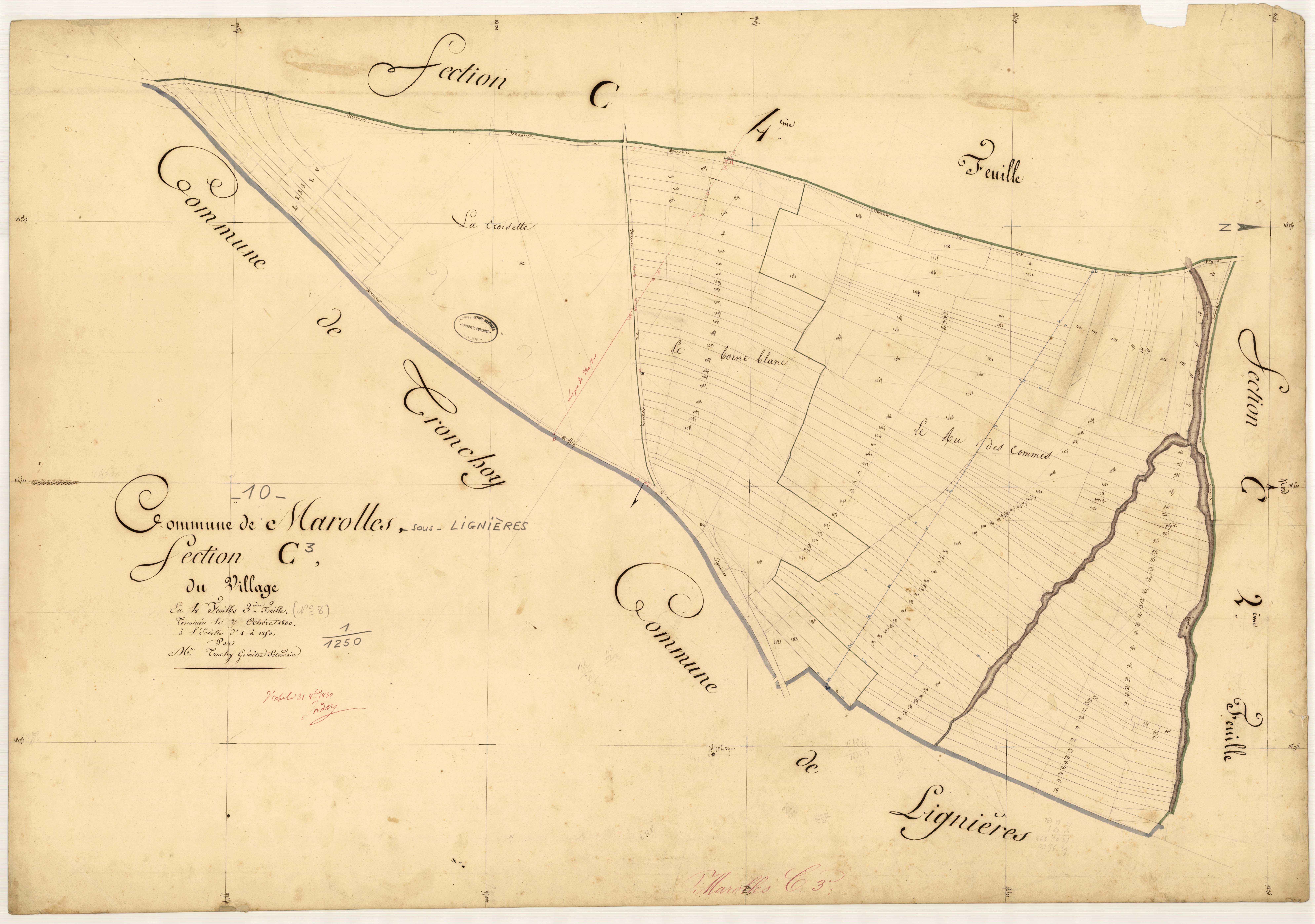 Marolles-sous-Lignières, section C dite du village, feuille n° 3
