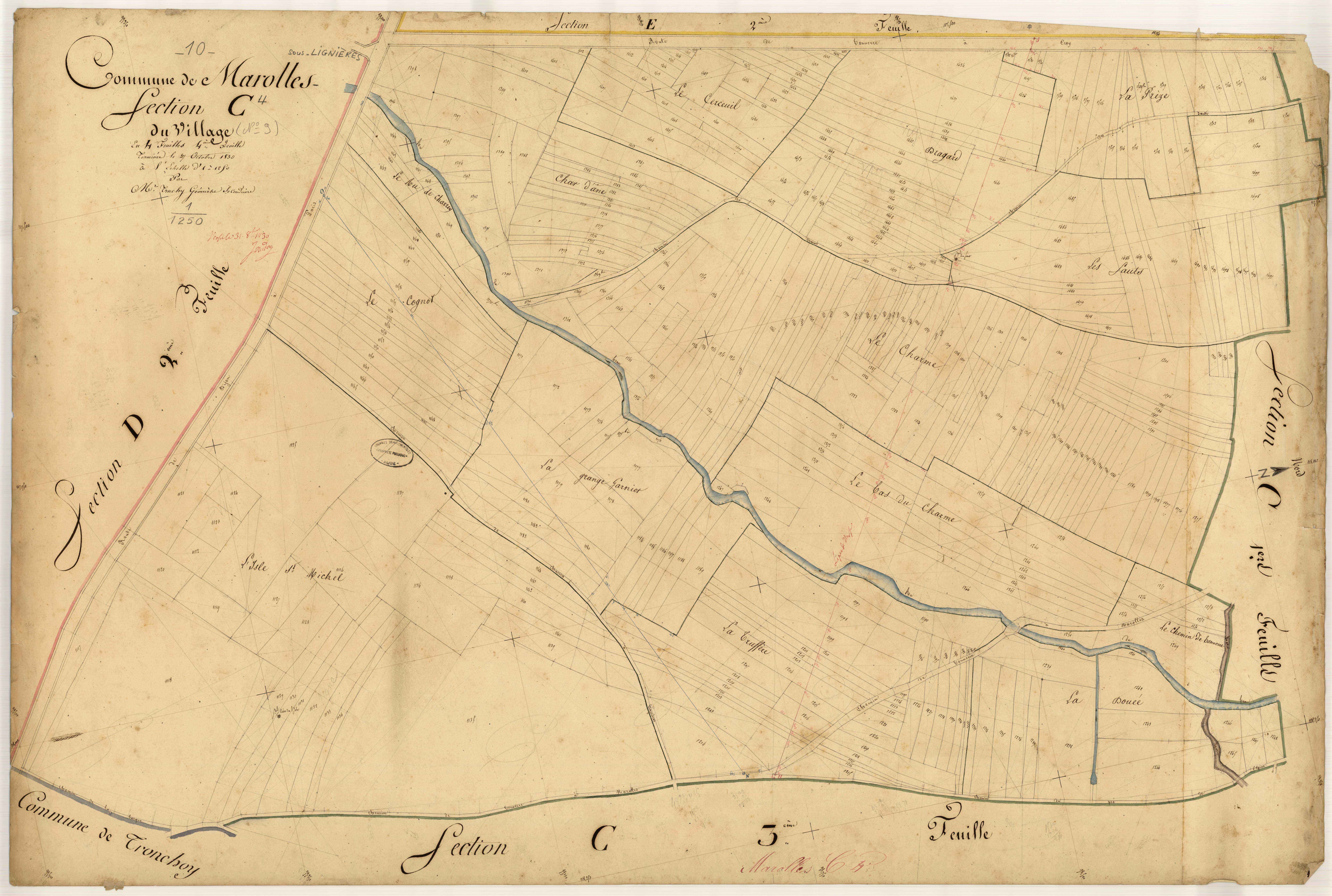Marolles-sous-Lignières, section C dite du village, feuille n° 4