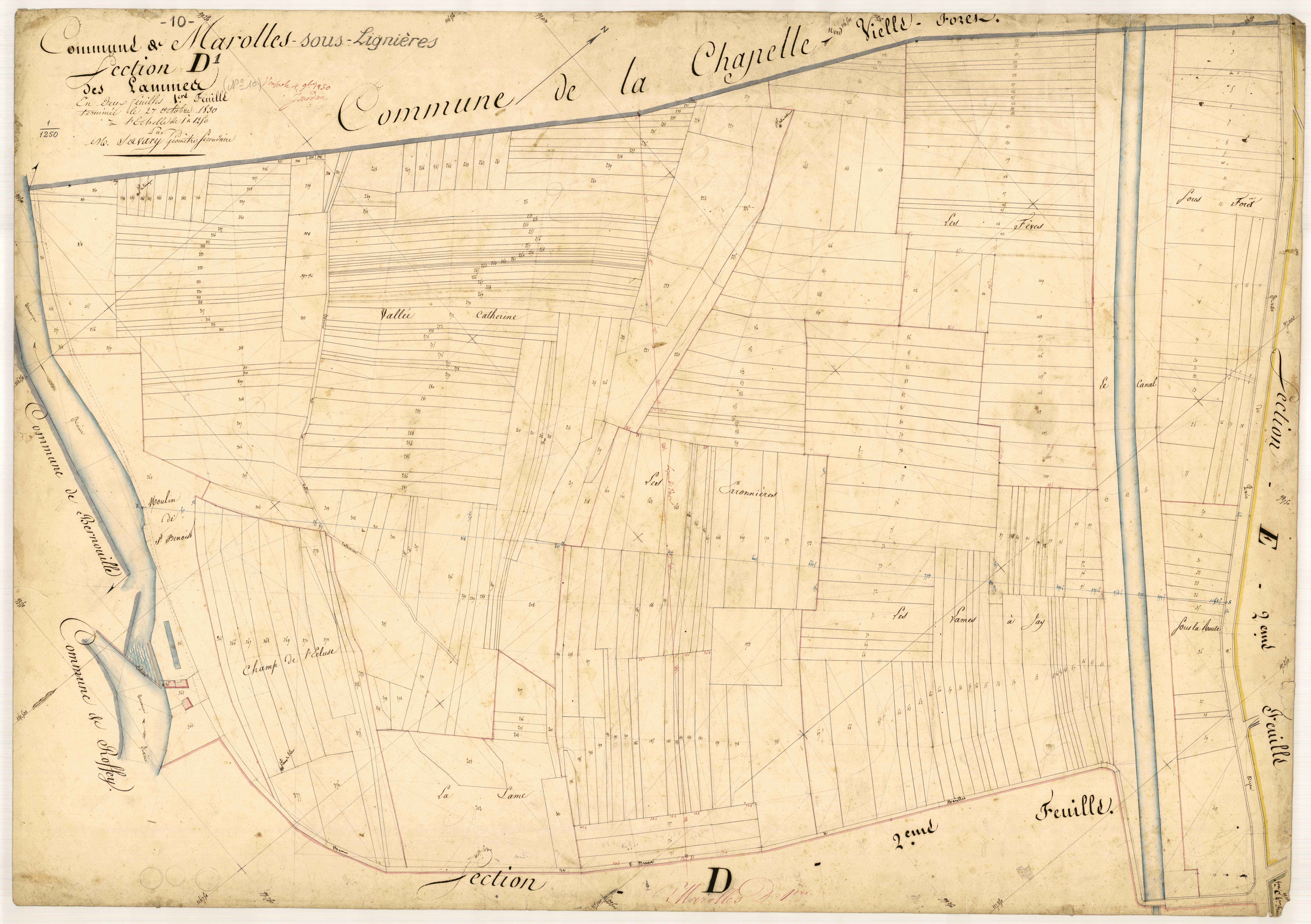Marolles-sous-Lignières, section D dite des Commes, feuille n° 1