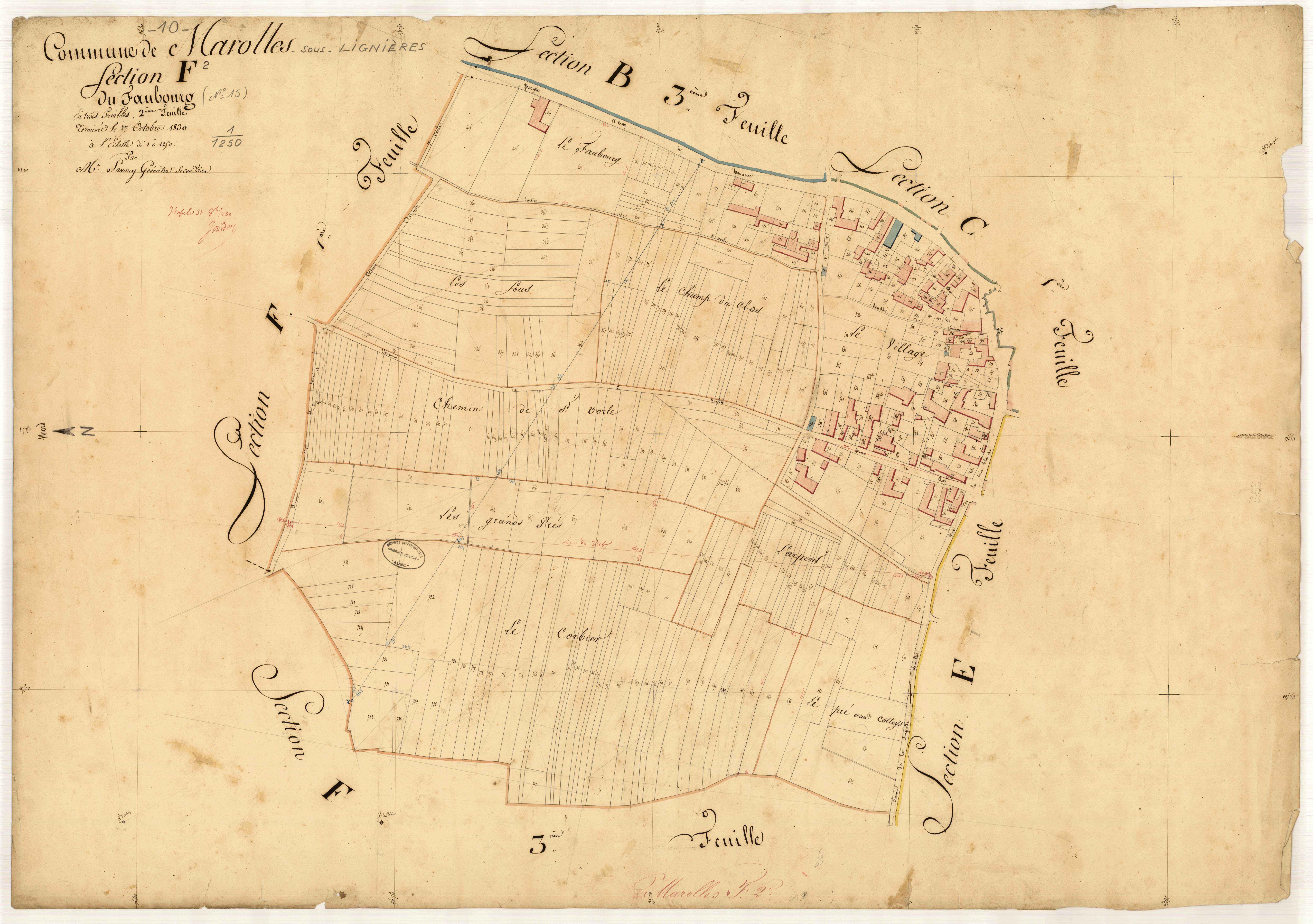 Marolles-sous-Lignières, section F dite du Faubourg, feuille n° 2