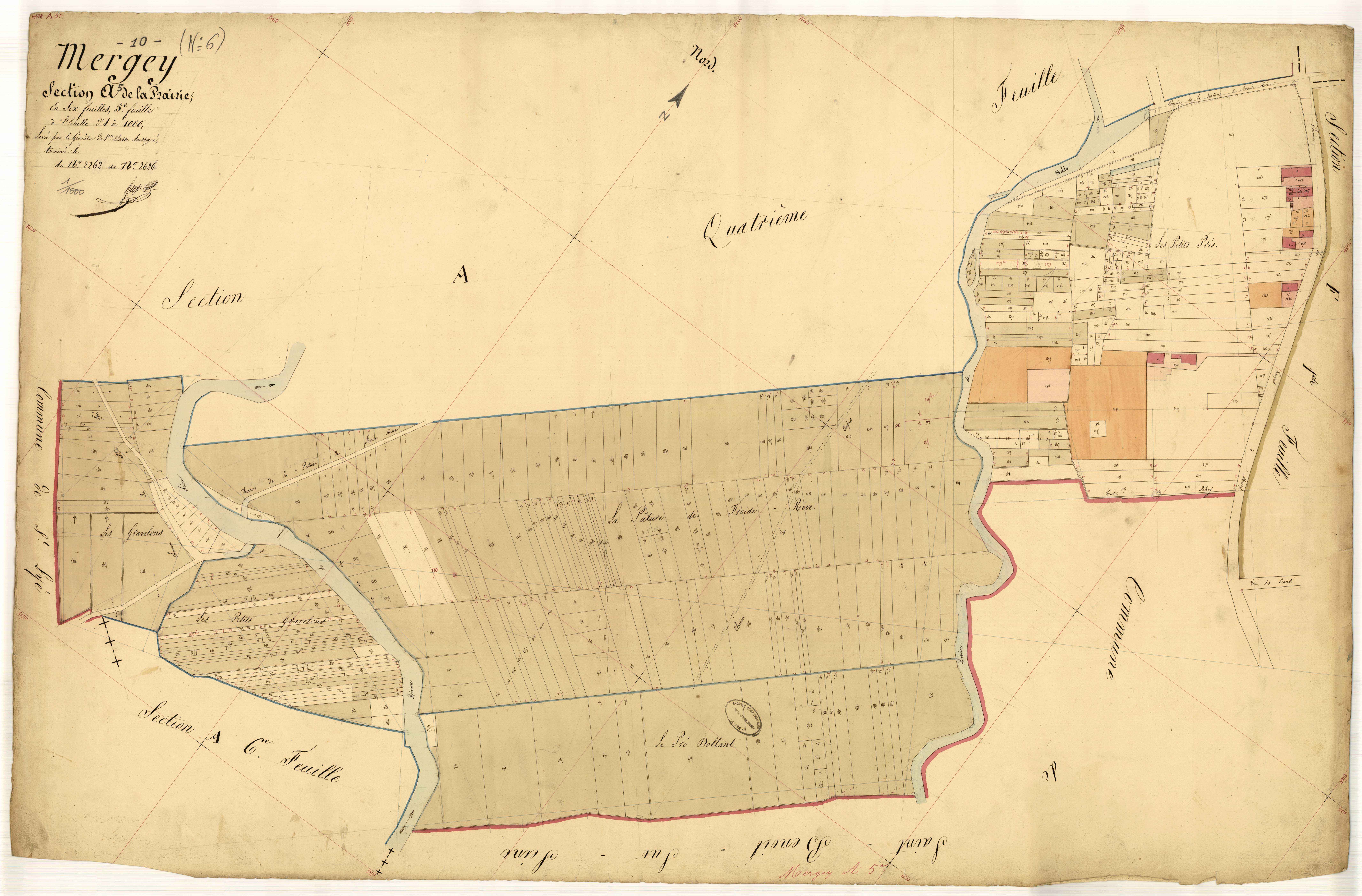Mergey, section A dite de la prairie, feuille n° 5, parcelles n°2262 à 2626