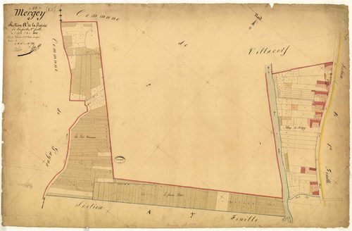 Mergey, section A dite de la prairie, feuille n° 1, parcelles n°1-222