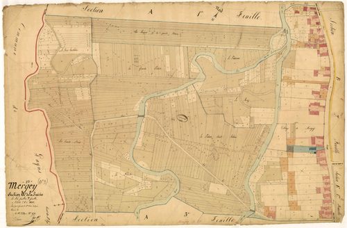 Mergey, section A dite de la prairie, feuille n° 2, parcelles n°223-971