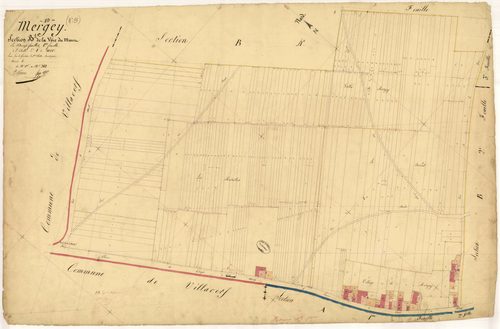 Mergey, section B dite de la voie du Mont, feuille n° 1, parcelles n°1 à 262