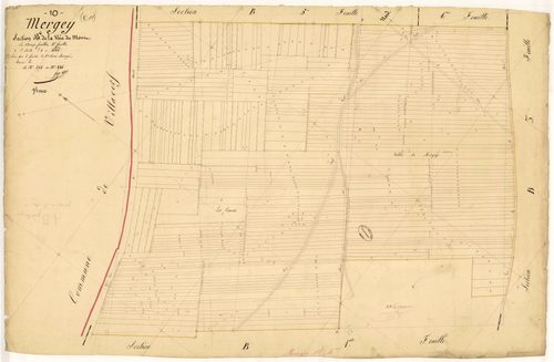 Mergey, section B dite de la voie du Mont, feuille n° 4, parcelles n°594 à 886