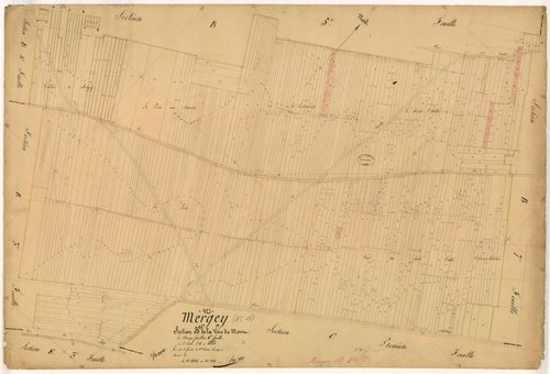 Mergey, section B dite de la voie du Mont, feuille n° 6, parcelles n° 1466 à 2041
