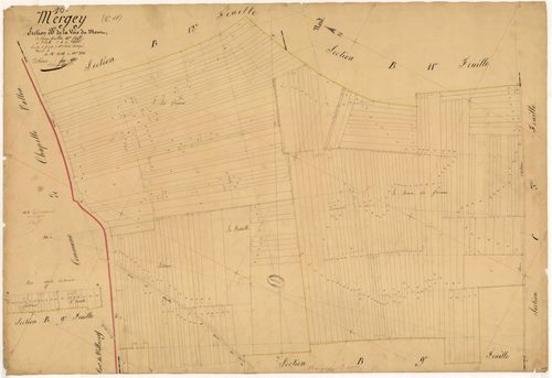 Mergey, section B dite de la voie du Mont, feuille n° 10, parcelles n°3256 à 3502