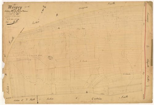 Mergey, section B dite de la voie du Mont, feuille n° 11, parcelles n°3503 à 3764