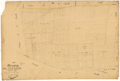 Mergey, section C dite de la voie de Lette, feuille n° 2, parcelles n° 263 à 579